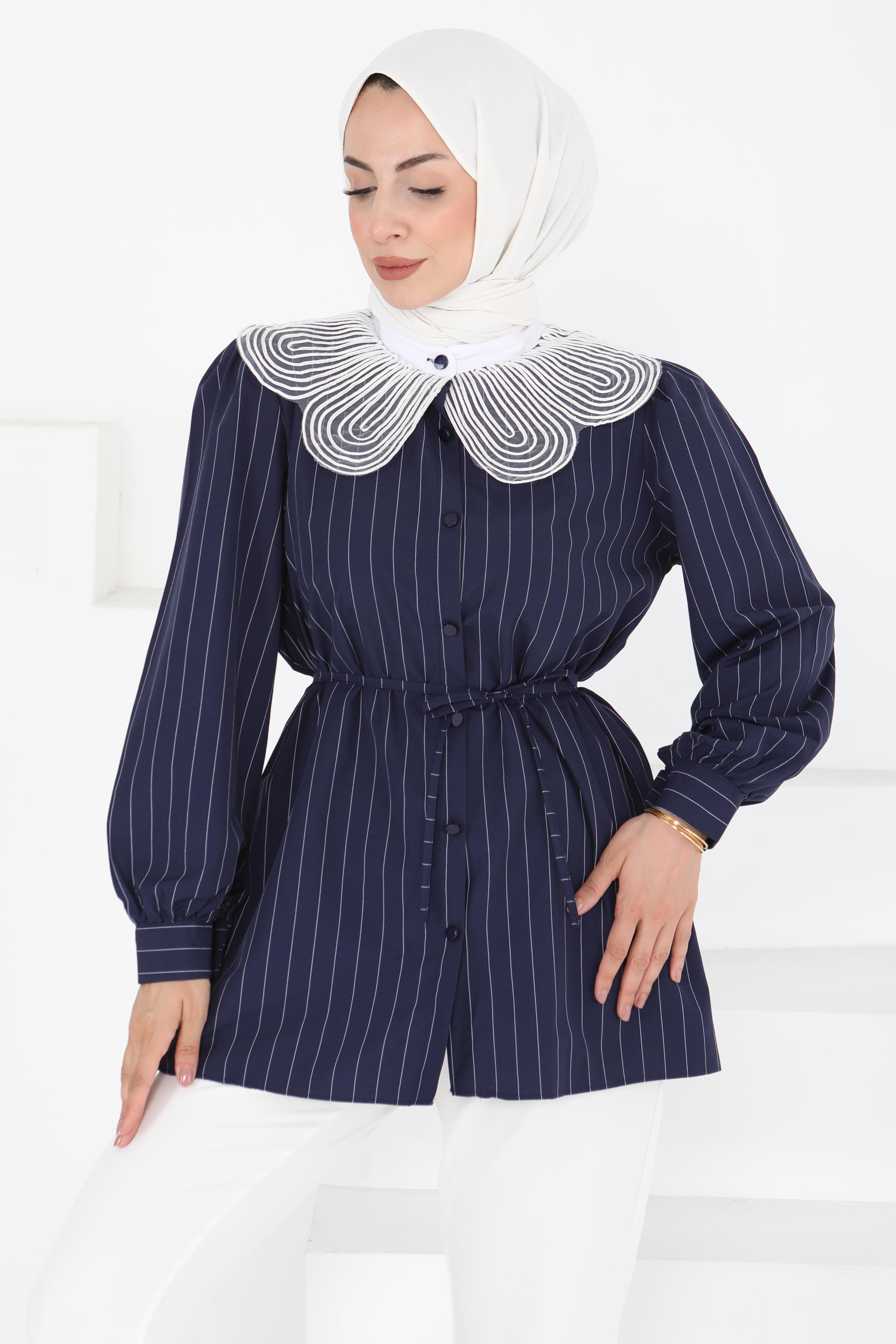 Çizgili Tunik Lacivert - 27000 - 1