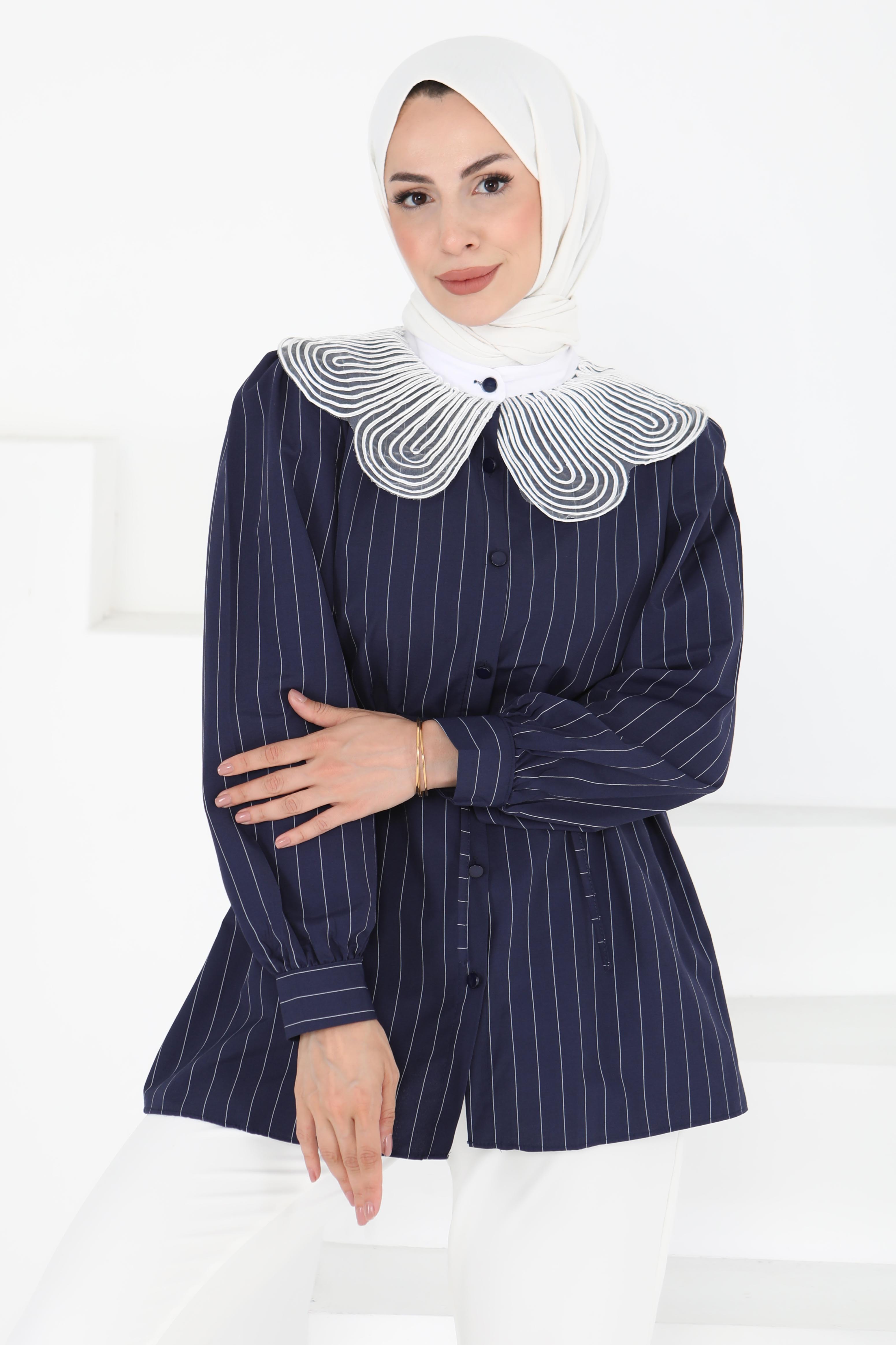 Çizgili Tunik Lacivert - 27000 - 3