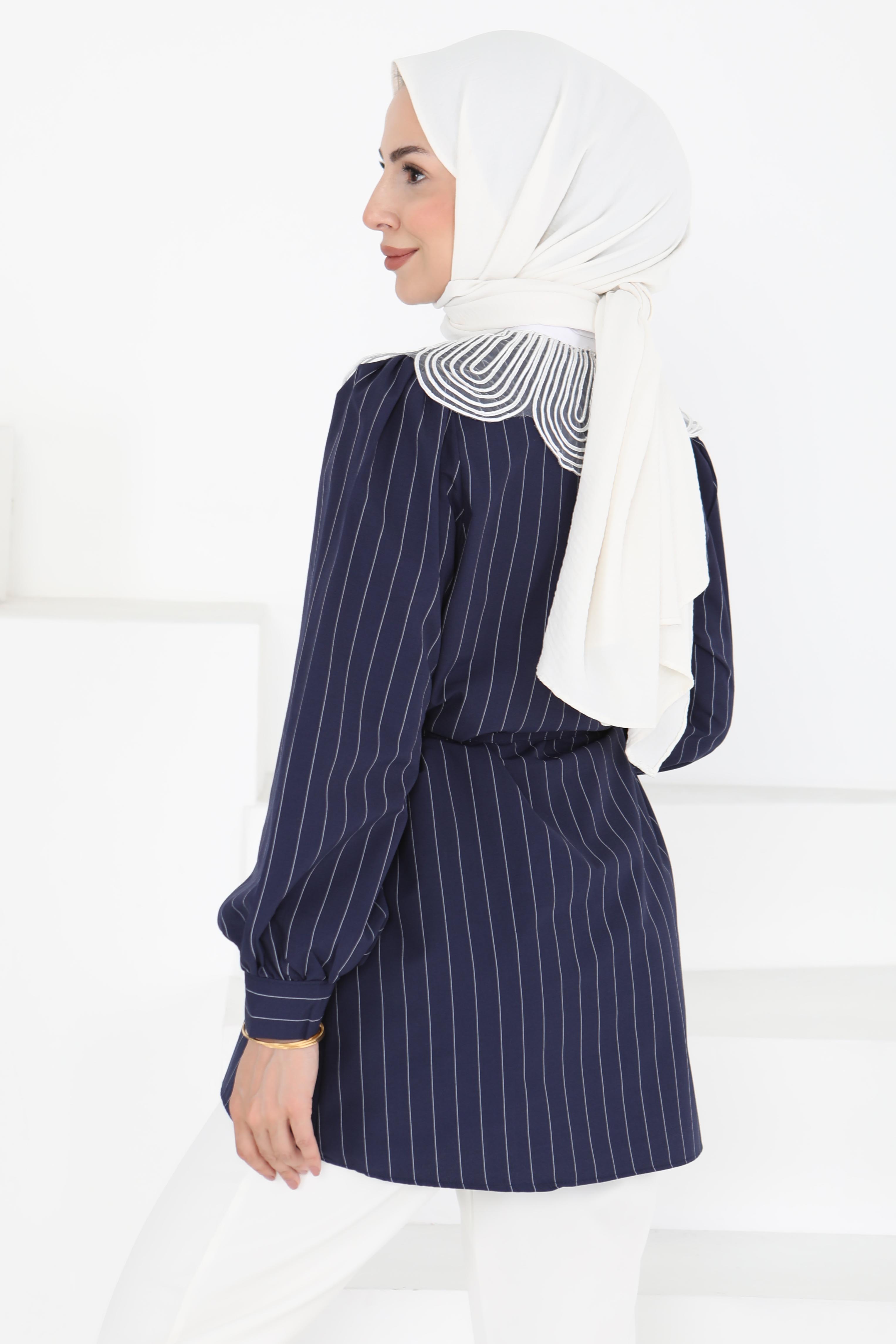 Çizgili Tunik Lacivert - 27000 - 5