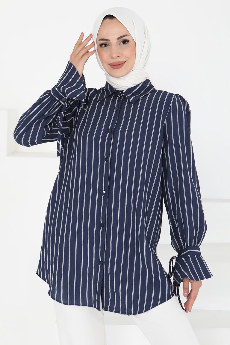 Çizgili Tunik Lacivert - 27275 - TOFİSA