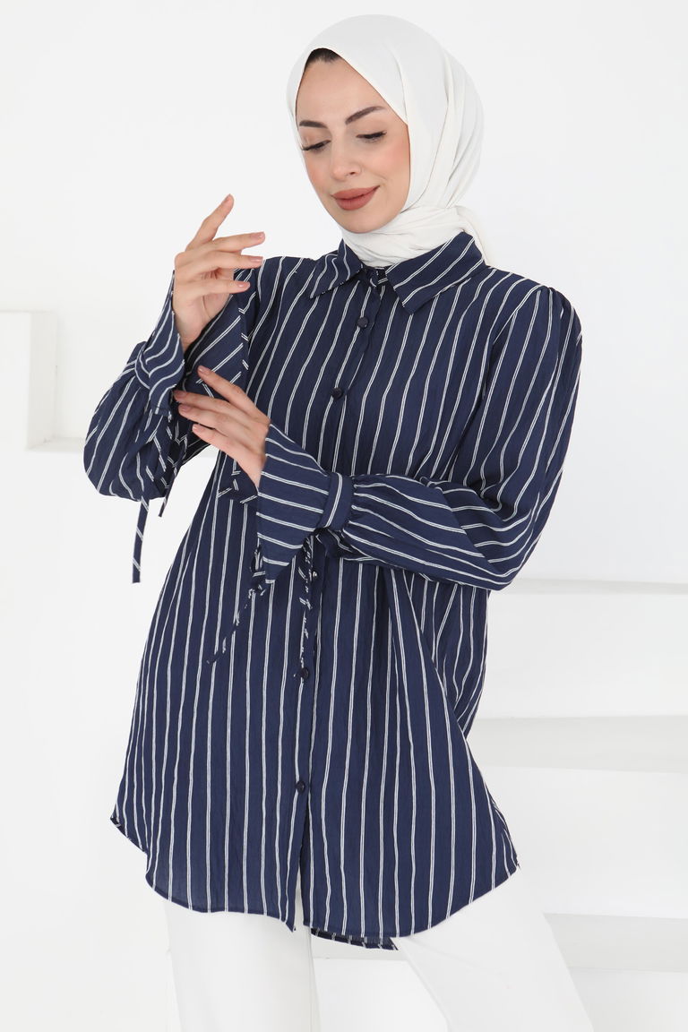 Çizgili Tunik Lacivert - 27275 - TOFİSA