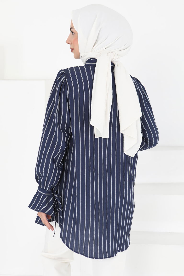 Çizgili Tunik Lacivert - 27275 - TOFİSA