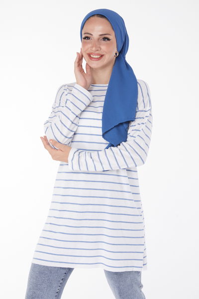 Çİzgili Yırtmaçlı Tunik - 27134 