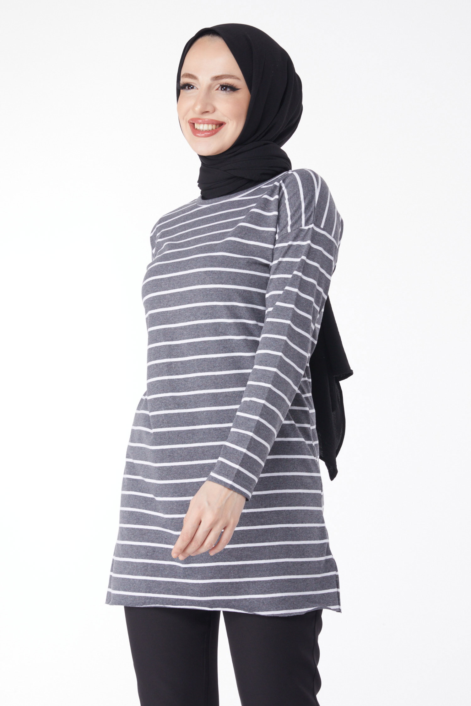 Çİzgili Yırtmaçlı Tunik - 27134 - 2