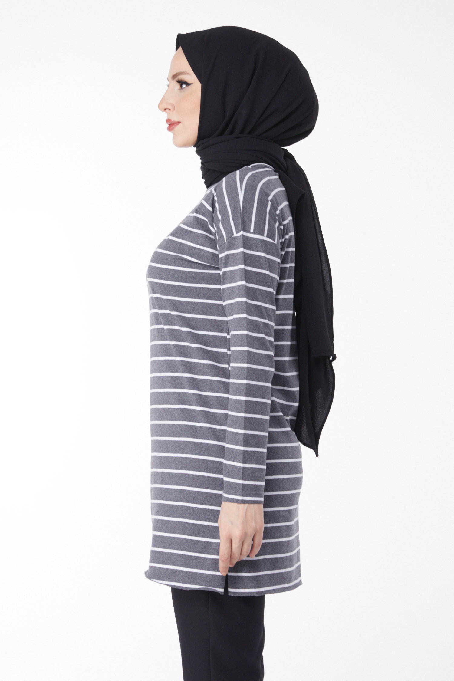 Çİzgili Yırtmaçlı Tunik - 27134 - 4