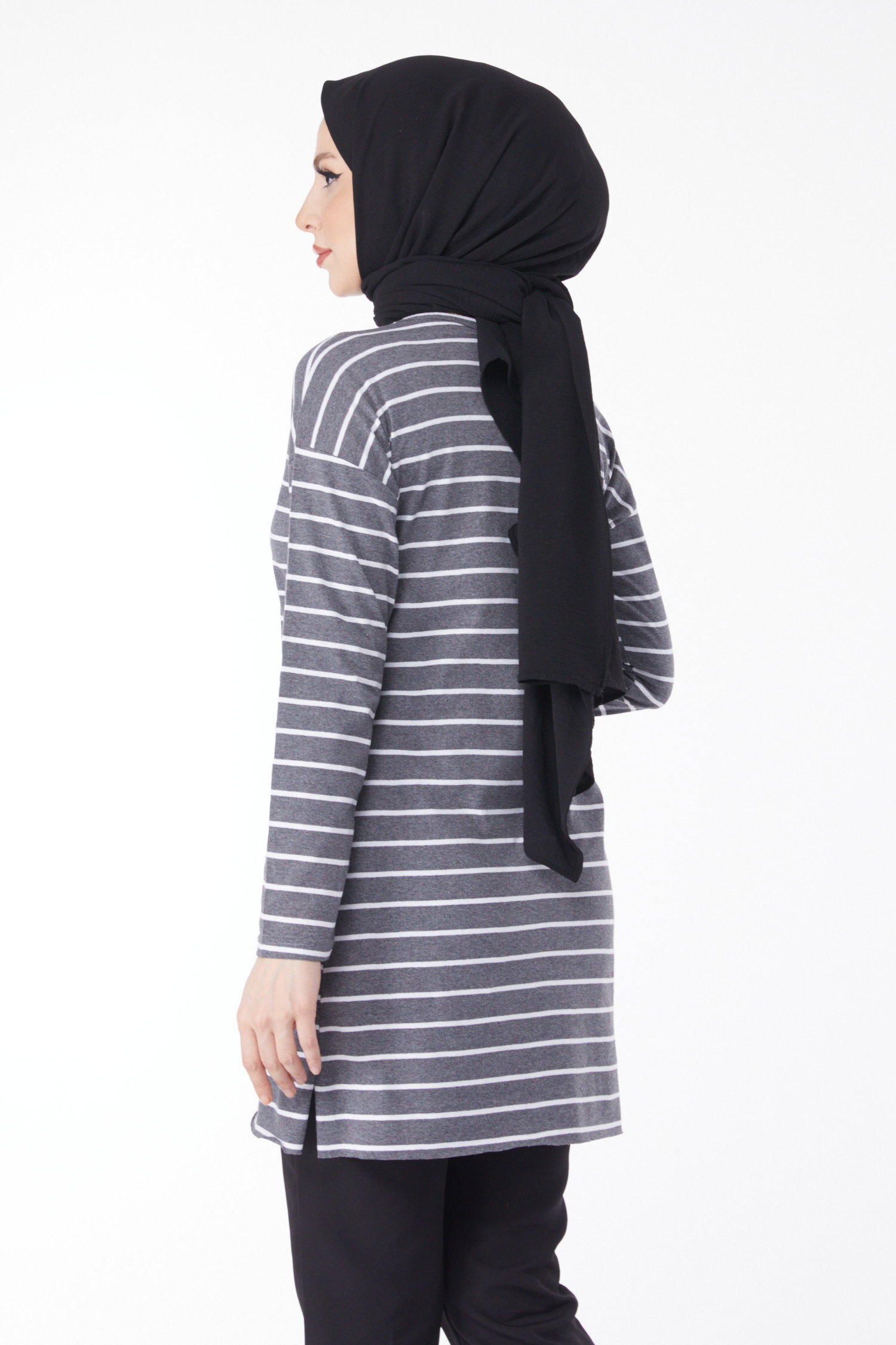 Çİzgili Yırtmaçlı Tunik - 27134 - 5