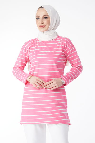 Çİzgili Yırtmaçlı Tunik - 27134 