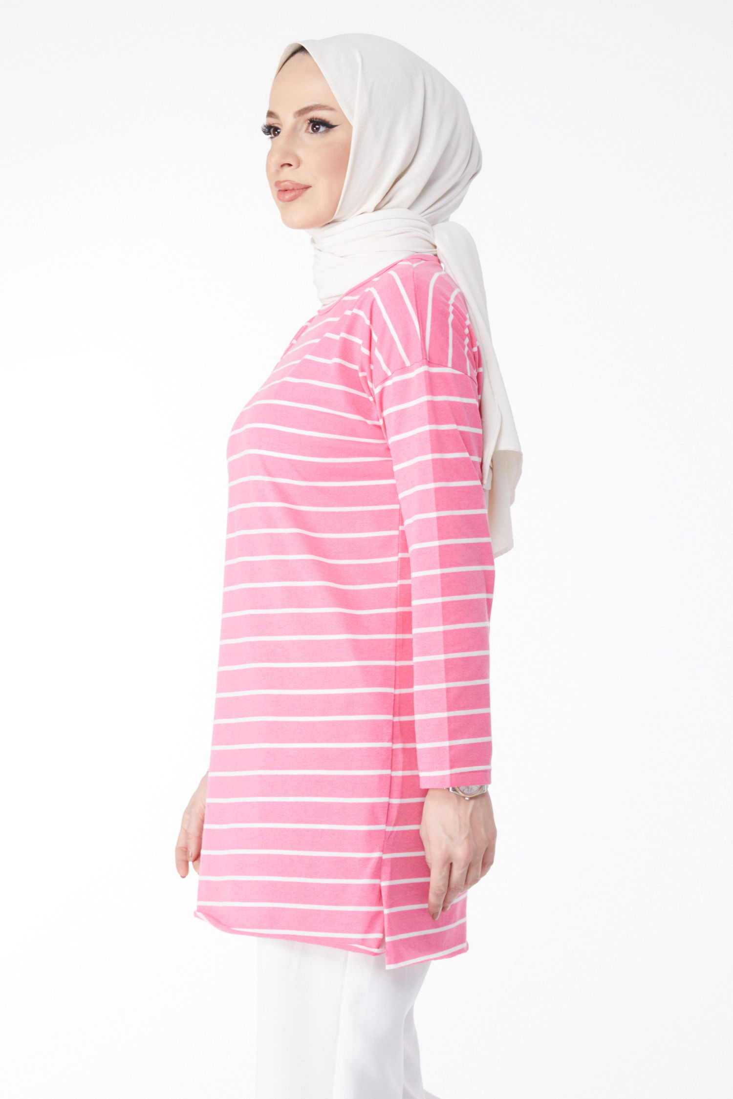 Çİzgili Yırtmaçlı Tunik - 27134 - 4