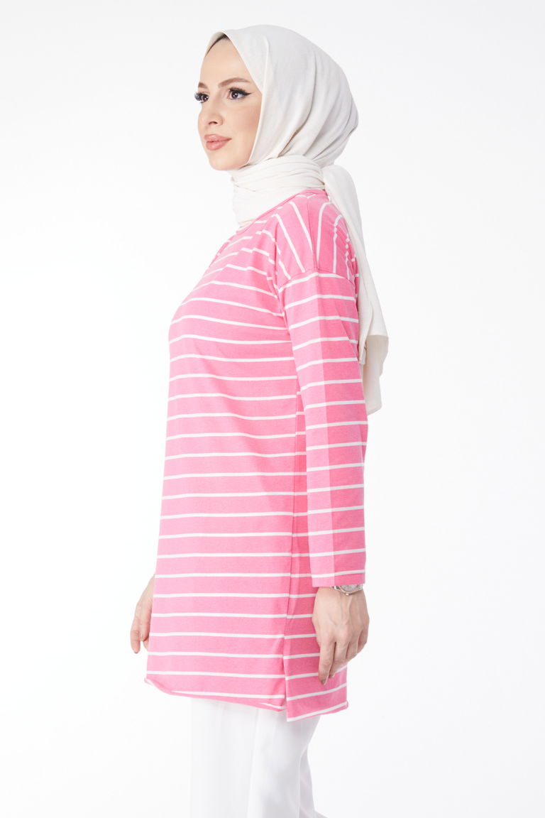 Çİzgili Yırtmaçlı Tunik - 27134 - TOFİSA