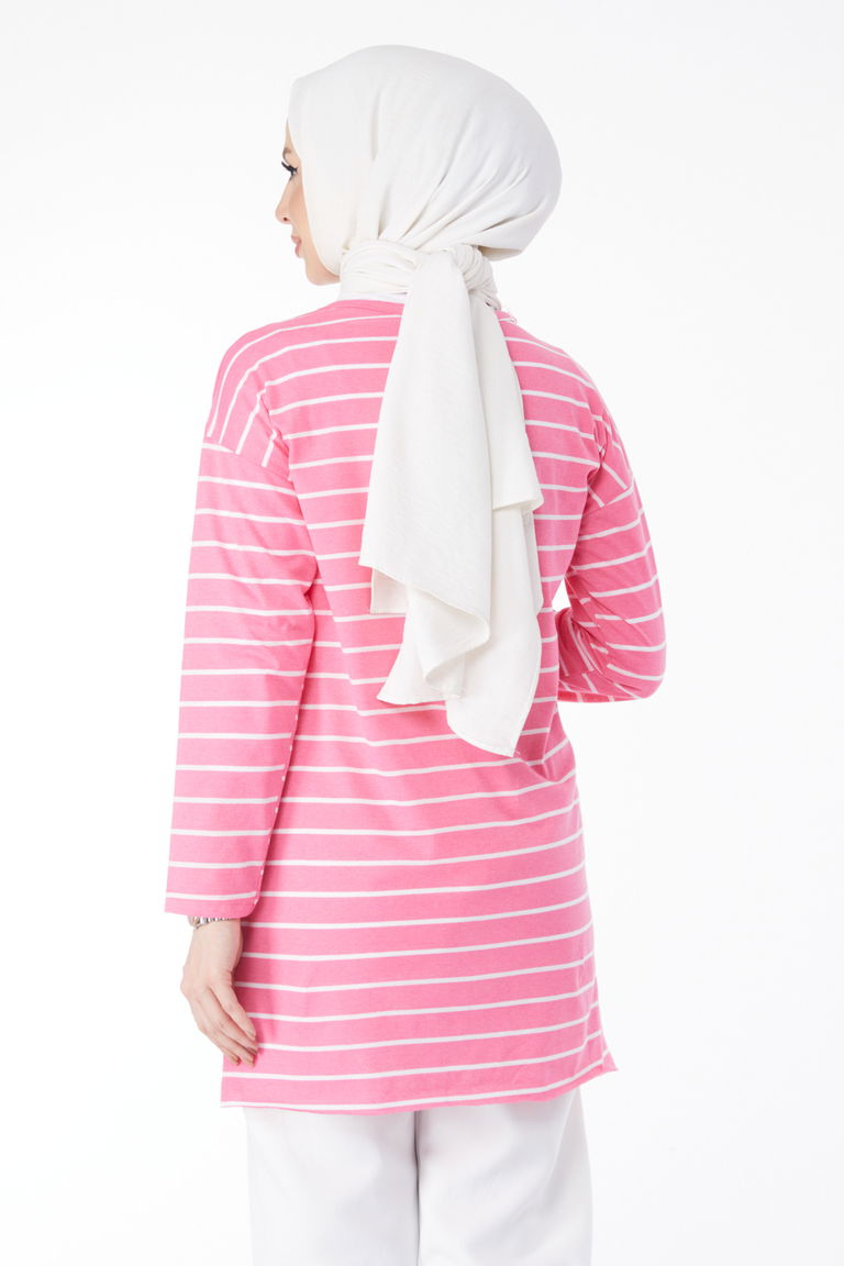 Çİzgili Yırtmaçlı Tunik - 27134 - TOFİSA