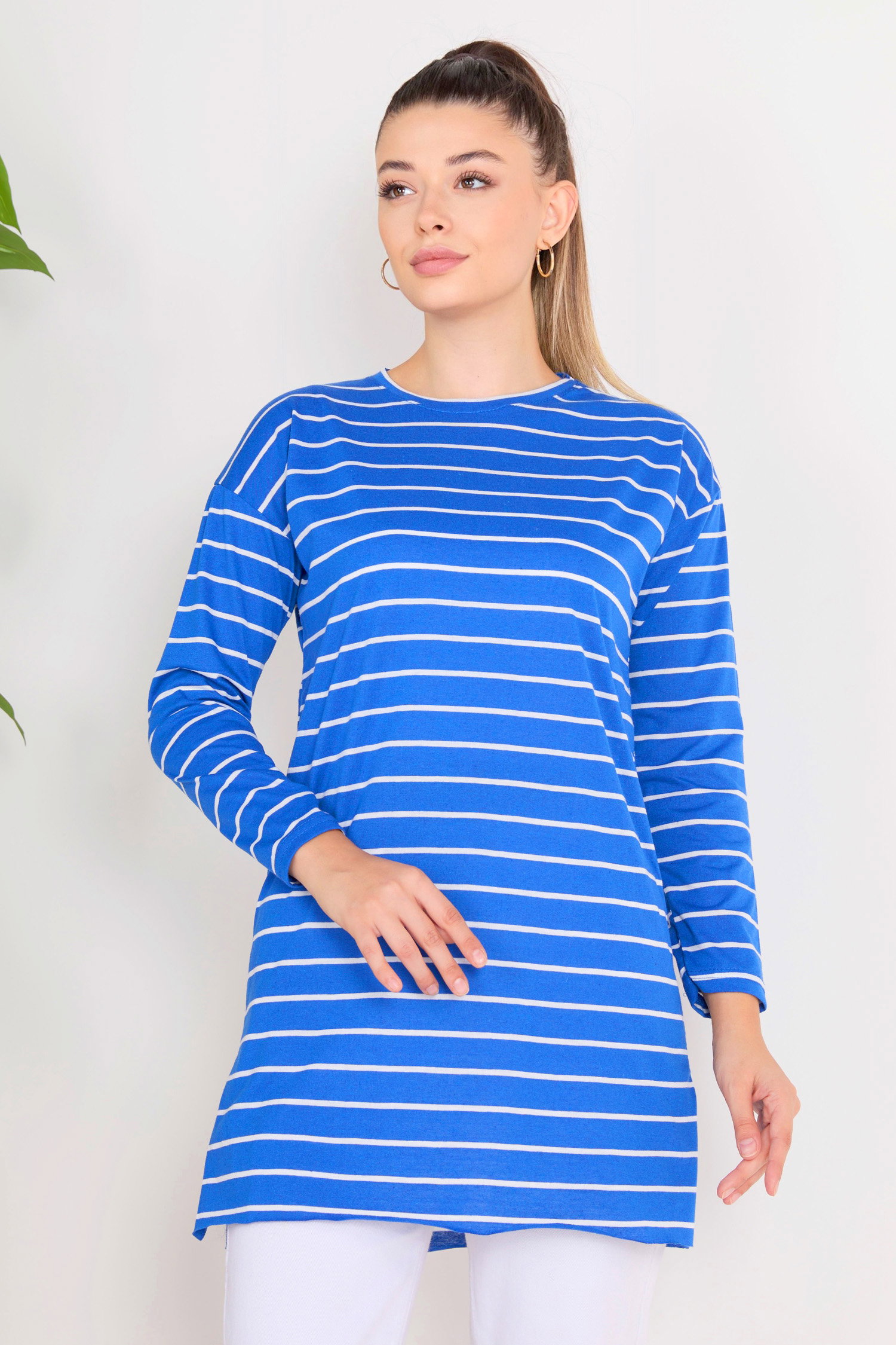 Çİzgili Yırtmaçlı Tunik - 27134 - 2