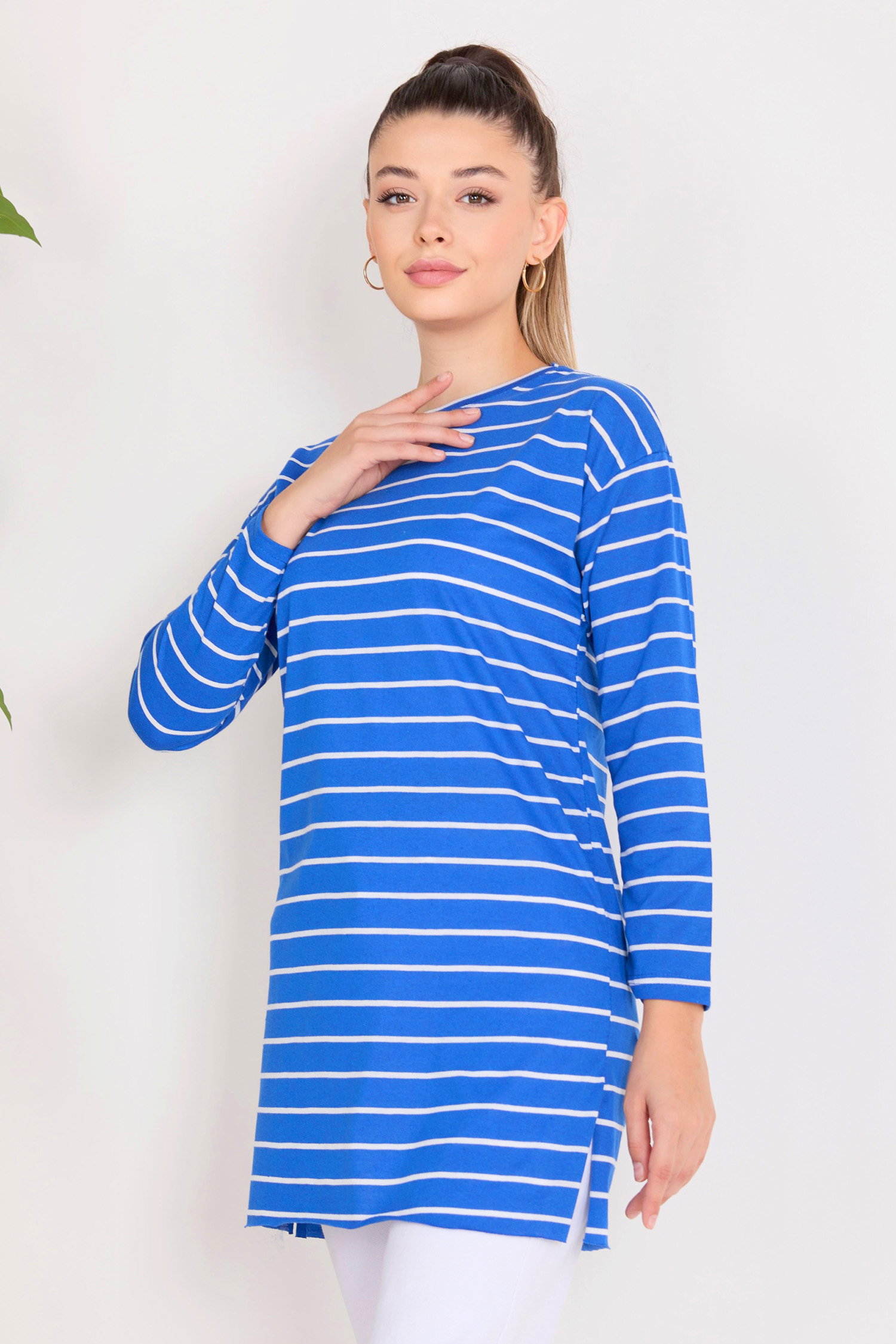 Çİzgili Yırtmaçlı Tunik - 27134 - 3