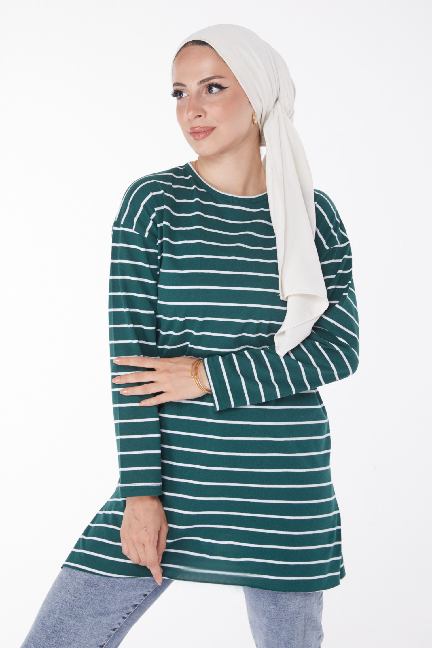 Çİzgili Yırtmaçlı Tunik - 27134 - 17