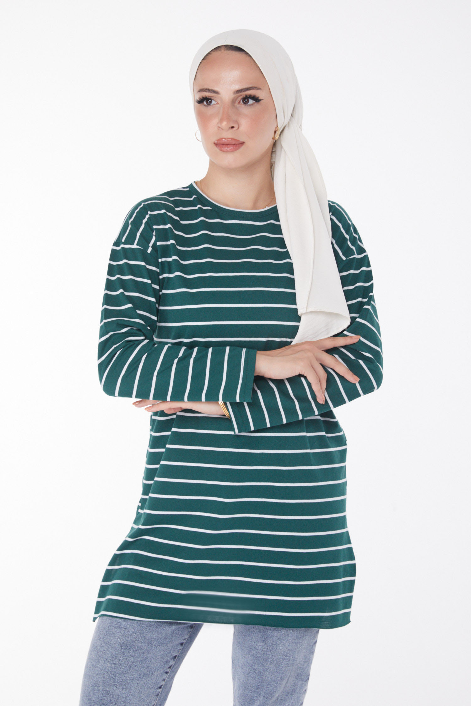 Çİzgili Yırtmaçlı Tunik - 27134 - 2