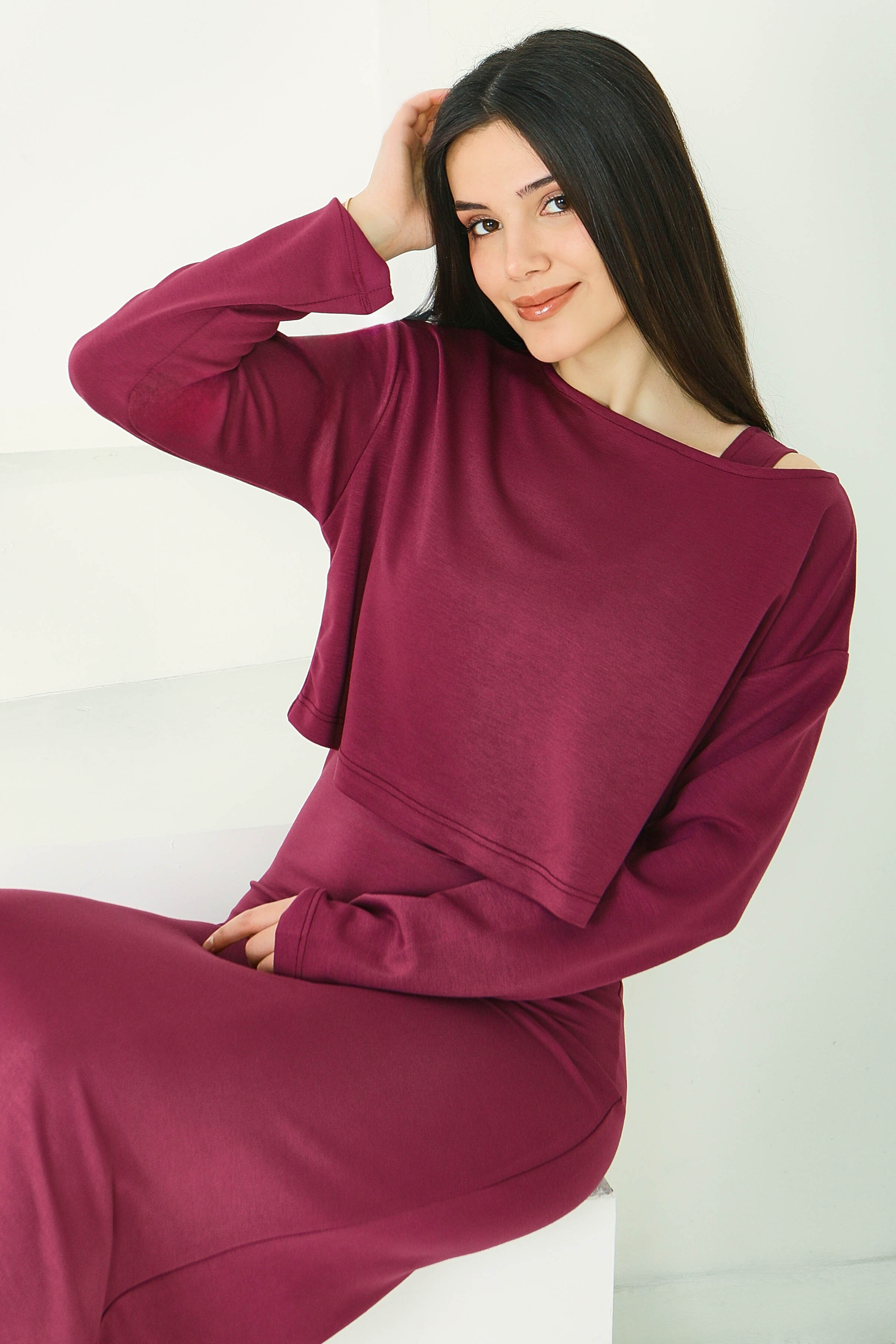 Croplu Elbise Takım - 28418-MURDUM - 1