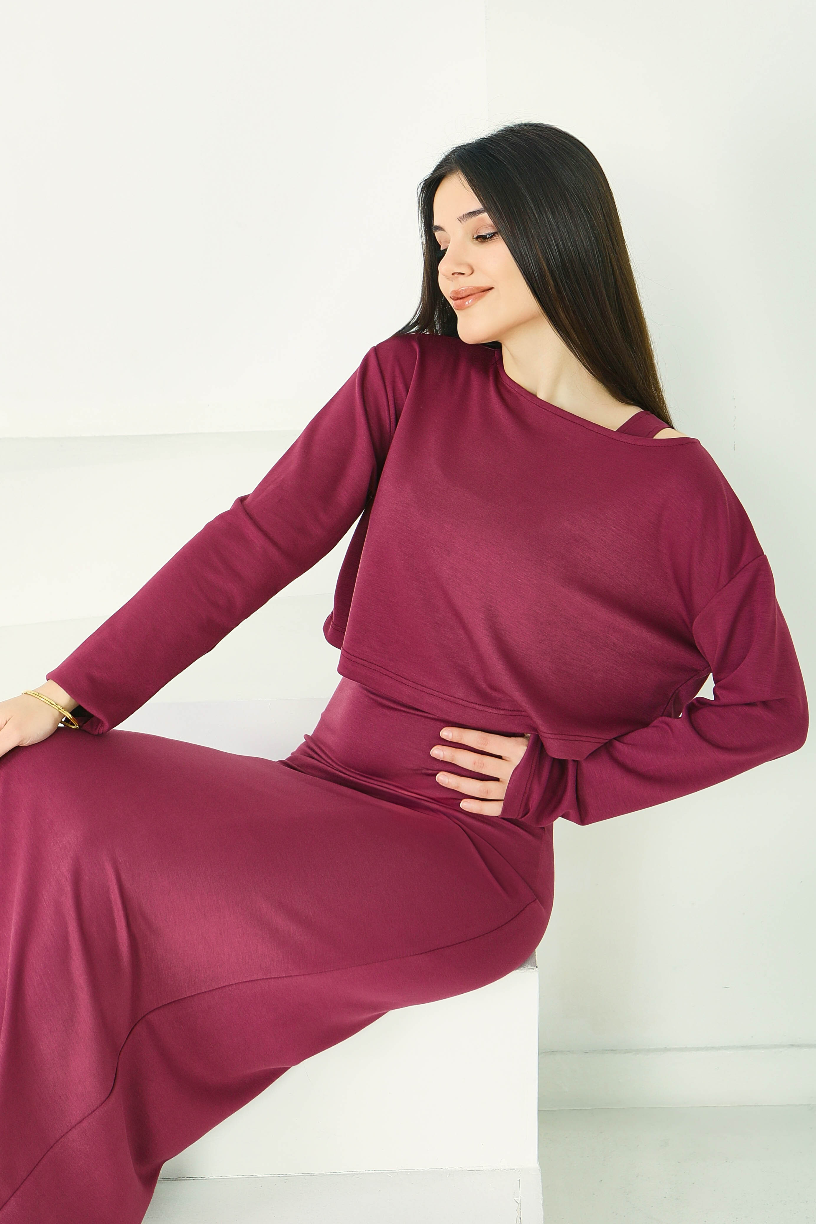 Croplu Elbise Takım - 28418-MURDUM - 3
