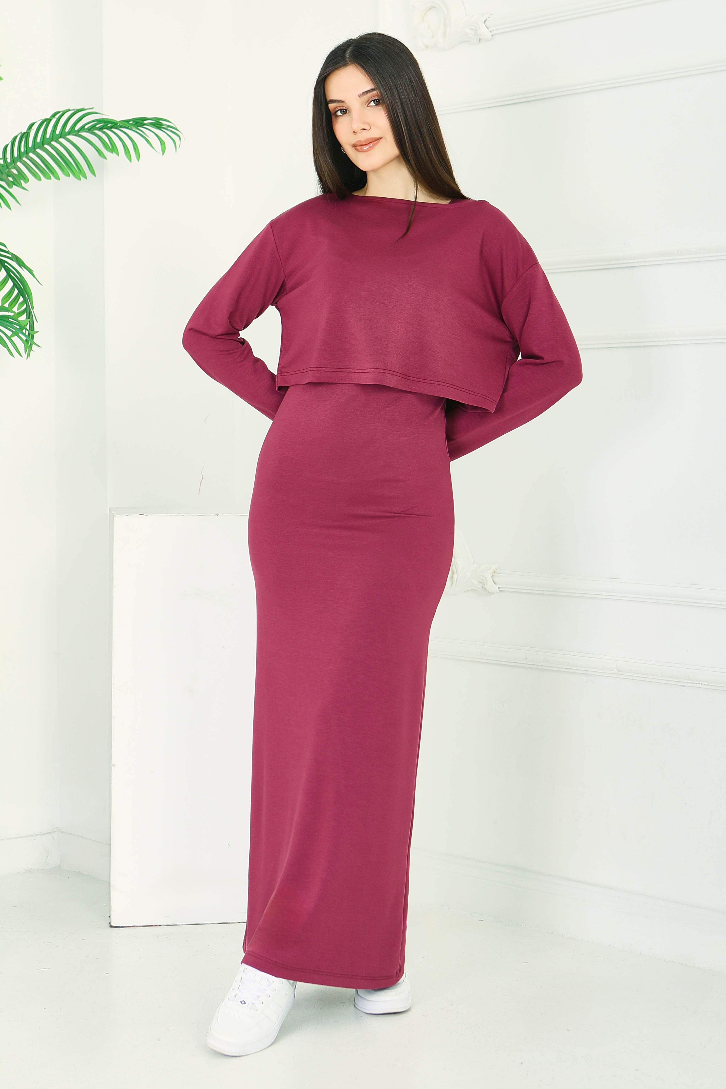 Croplu Elbise Takım - 28418-MURDUM - 4
