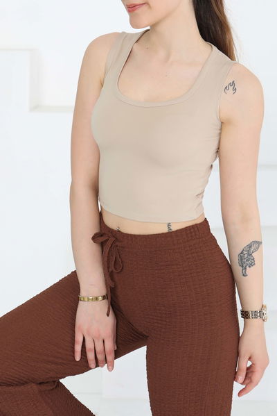 Cupralı Oval Yaka Crop Atlet - 27278 