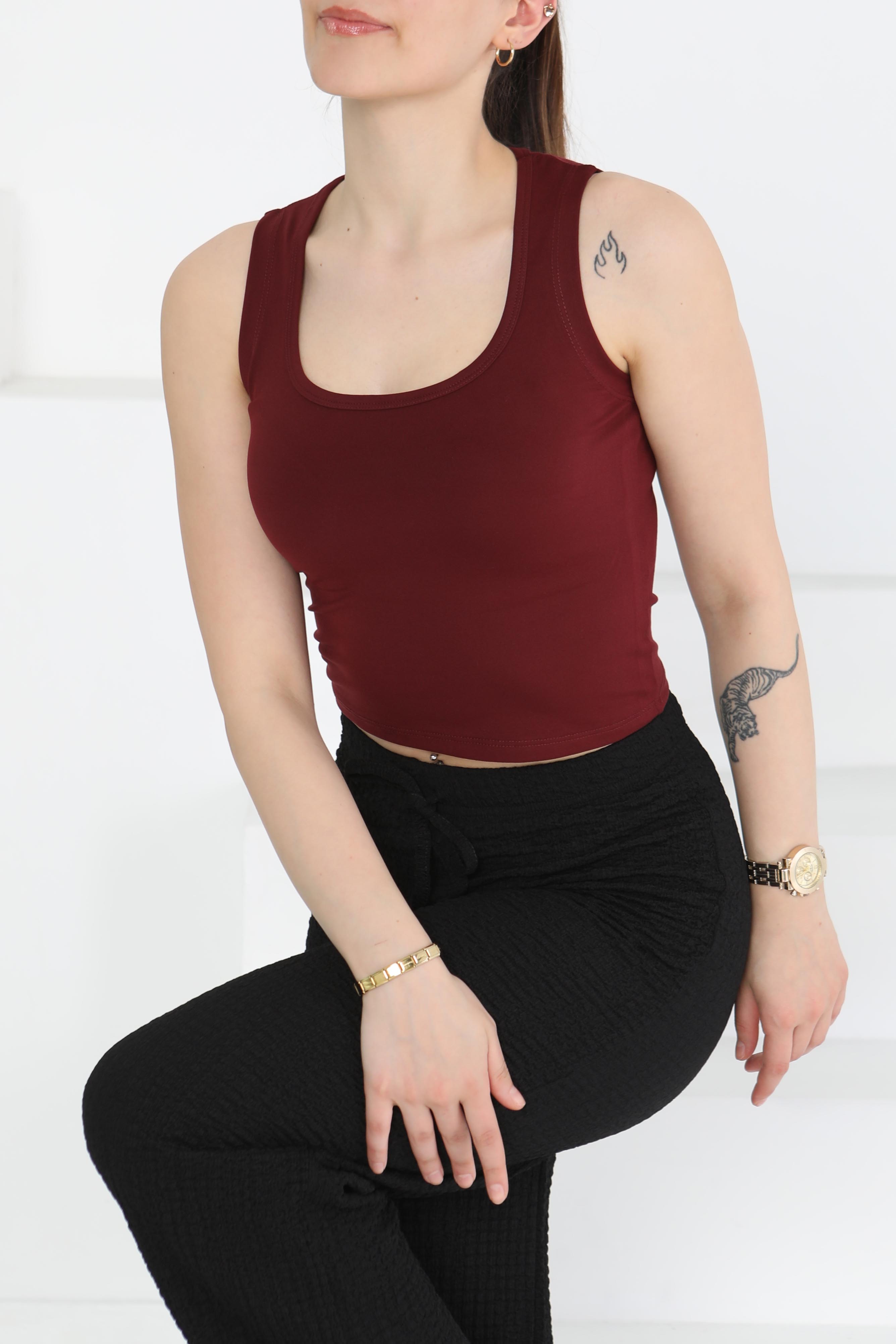 Cupralı Oval Yaka Crop Atlet - 27278 - 2