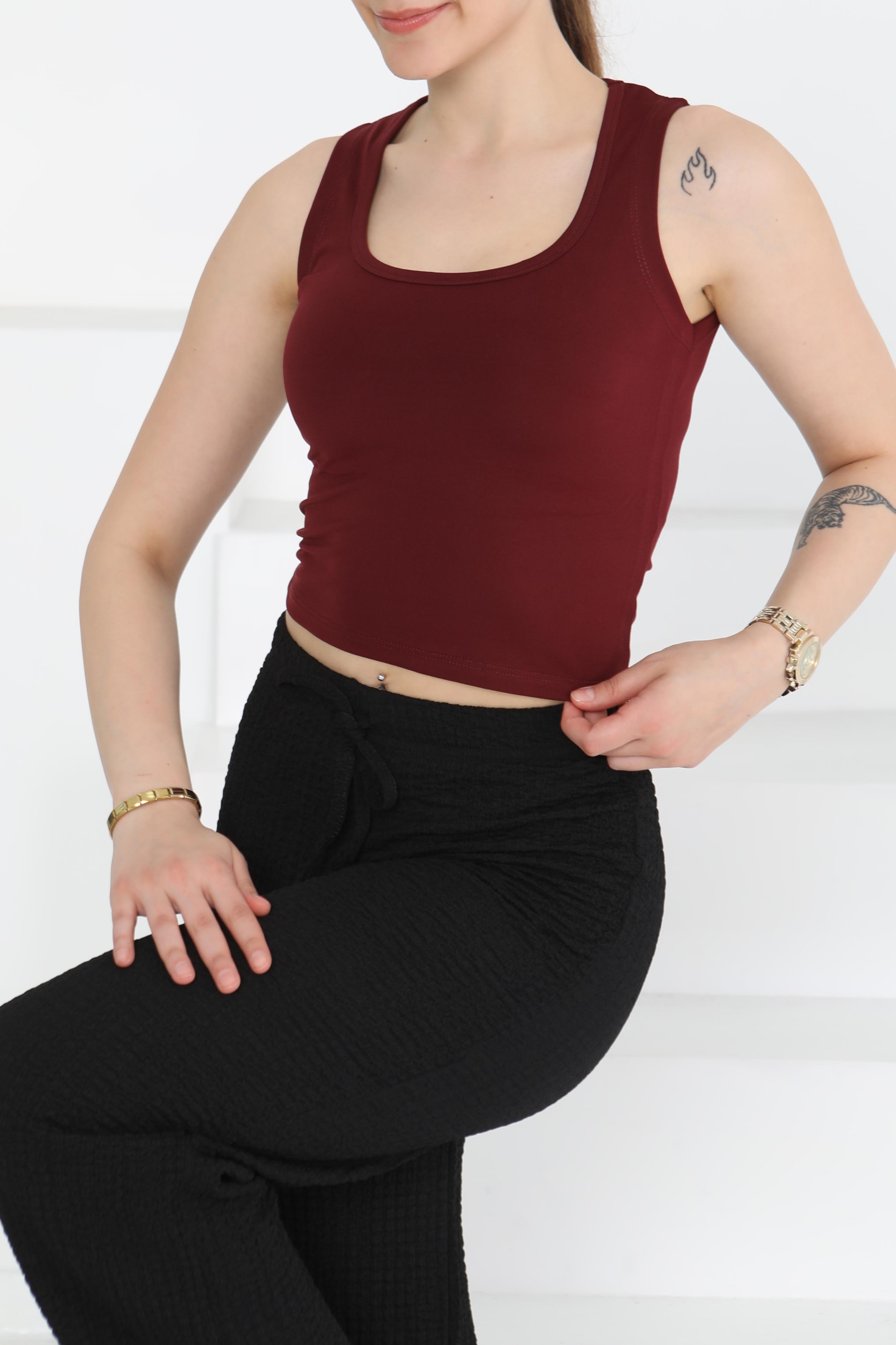 Cupralı Oval Yaka Crop Atlet - 27278 - 3