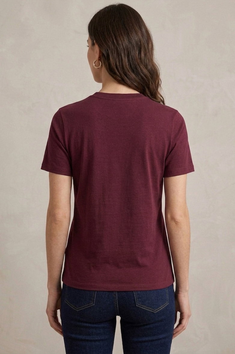 Damla Taşlı T-shirt - 28417-BORDO - 3