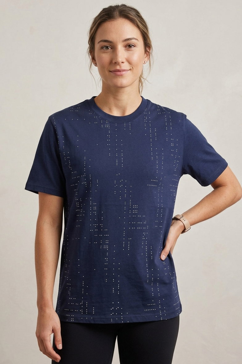 Damla Taşlı T-shirt - 28417-LACIVERT - 2