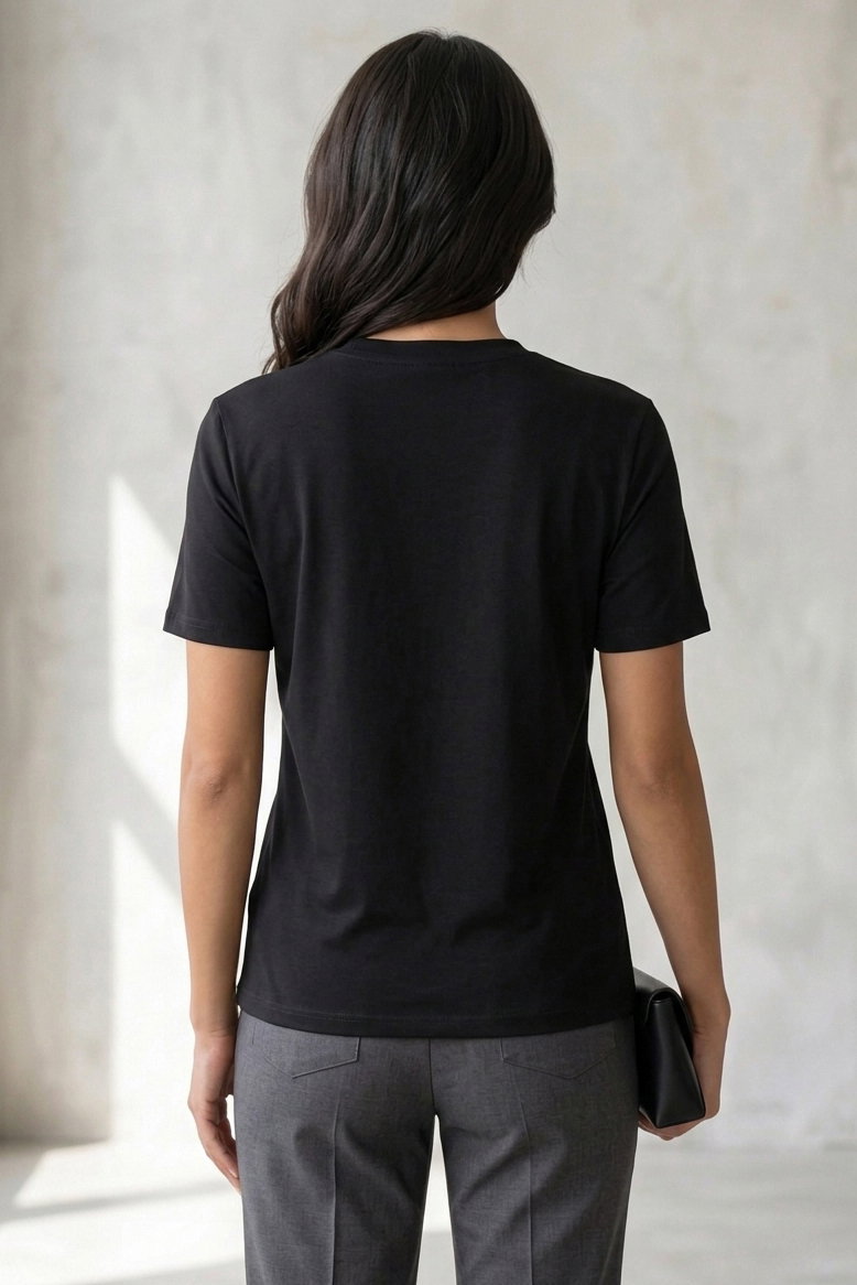 Damla Taşlı T-shirt - 28417-SIYAH - 3