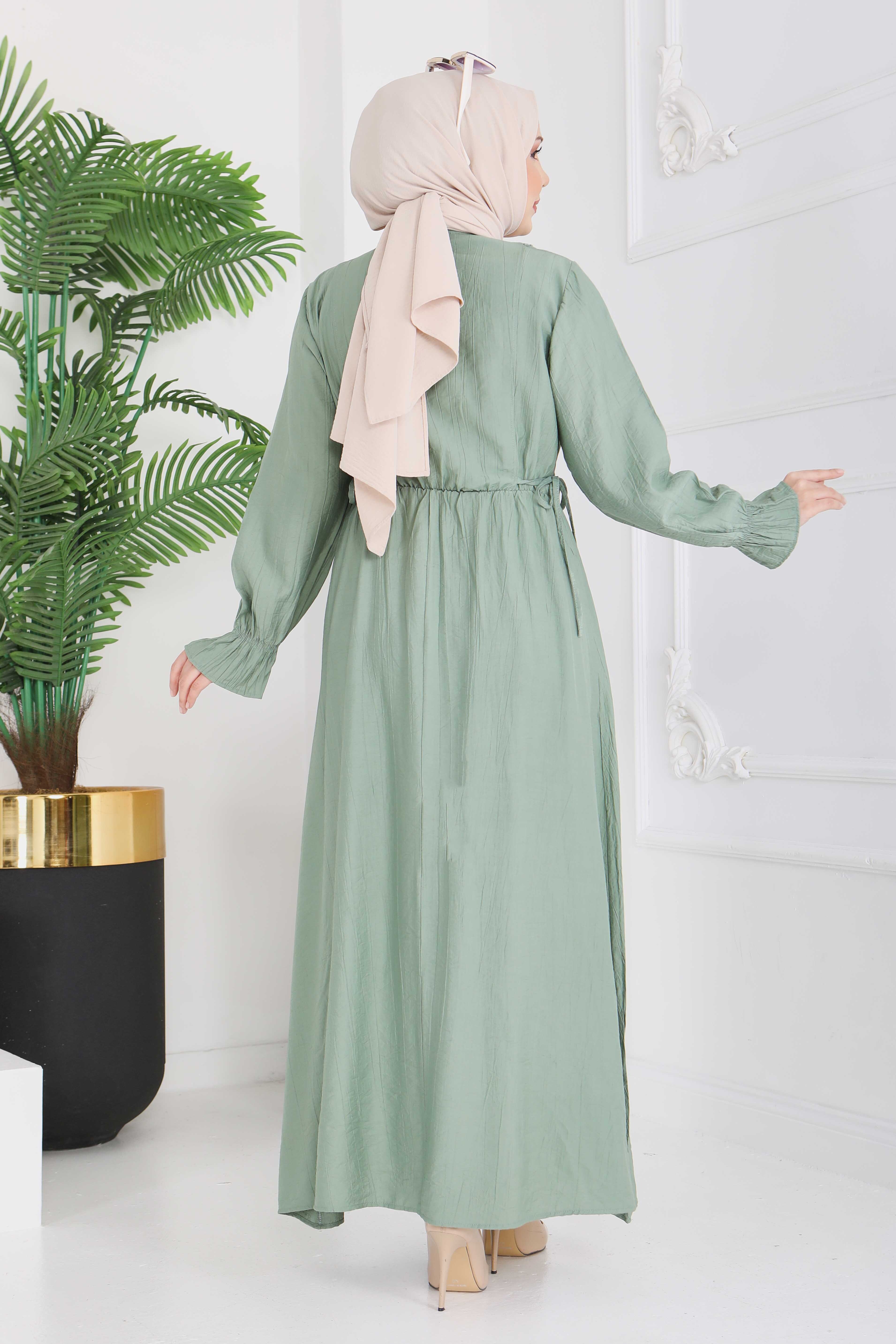 Dantel Detaylı Elbise - 28223-HAKI - 6