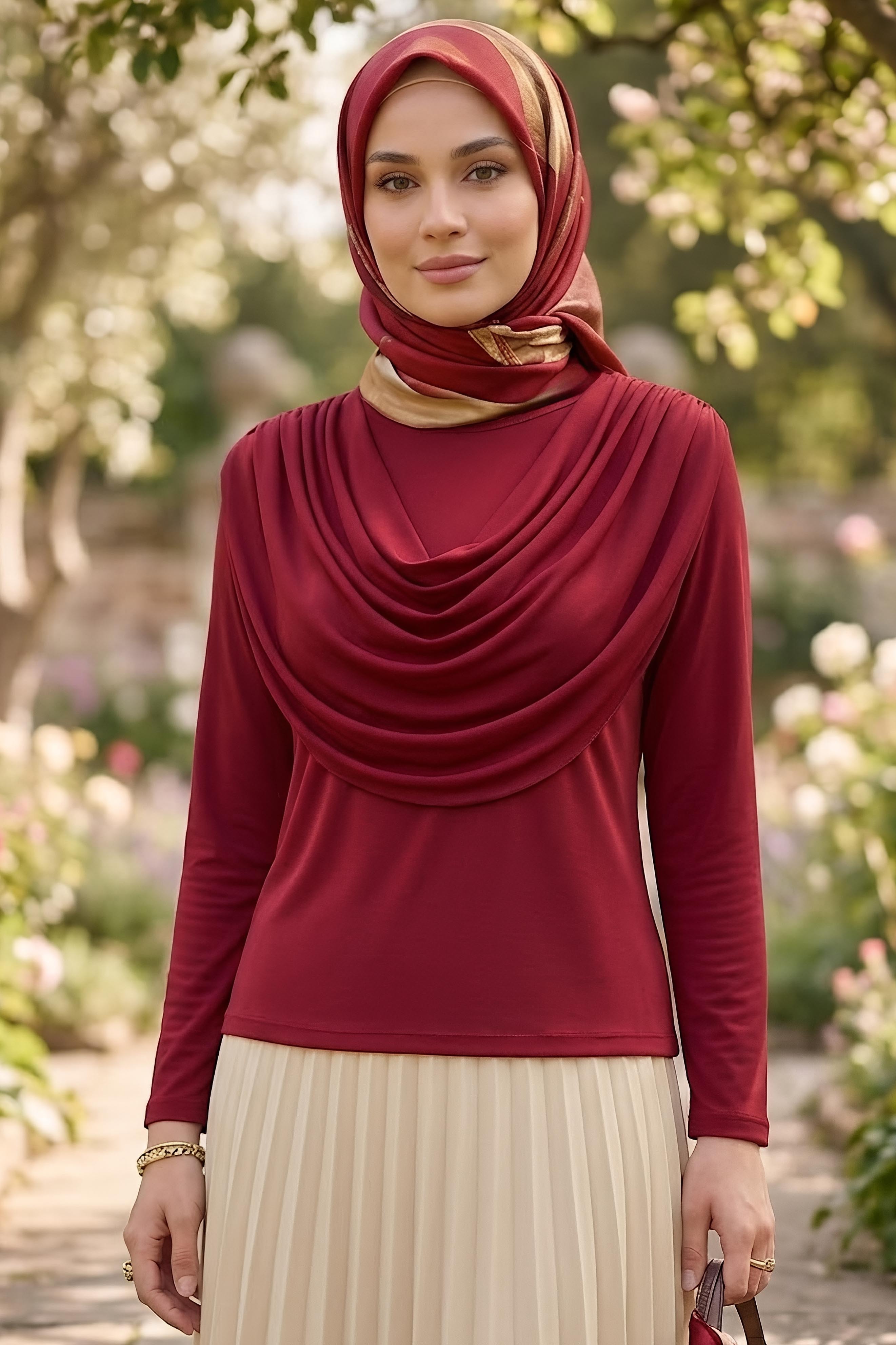 Degaje Yakalı Sendy Bluz Bordo - 28901-BORDO - 1