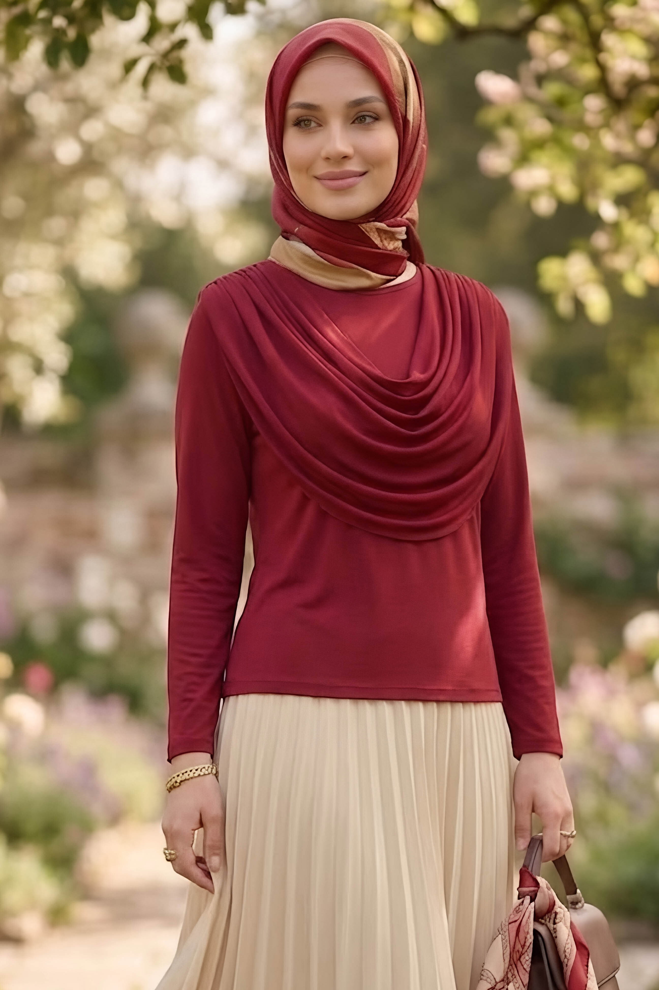 Degaje Yakalı Sendy Bluz Bordo - 28901-BORDO - 2