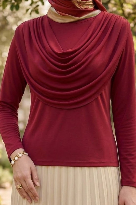 Degaje Yakalı Sendy Bluz Bordo - 28901-BORDO - 3