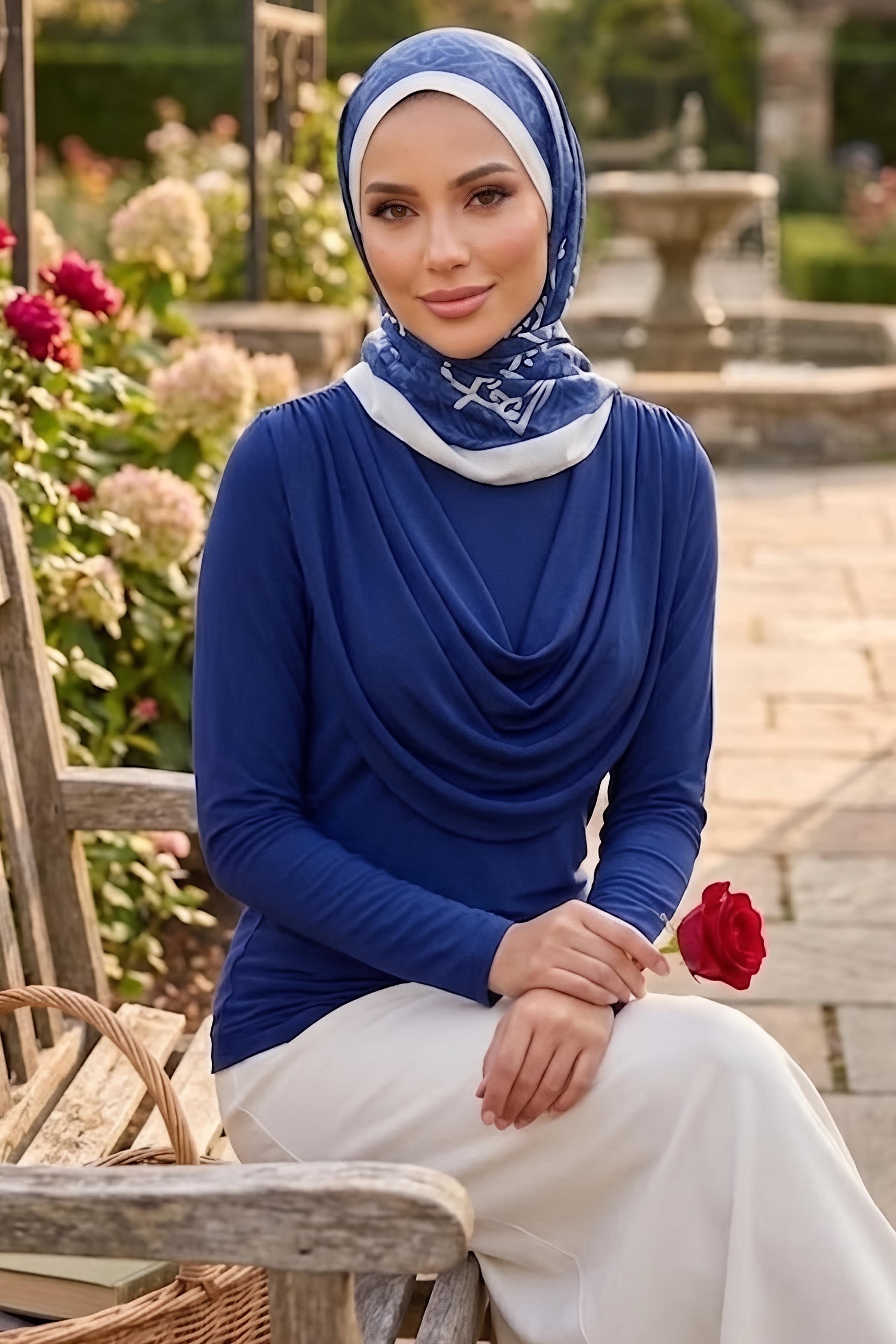 Degaje Yakalı Sendy Bluz Lacivert - 28901-LACIVERT - 2