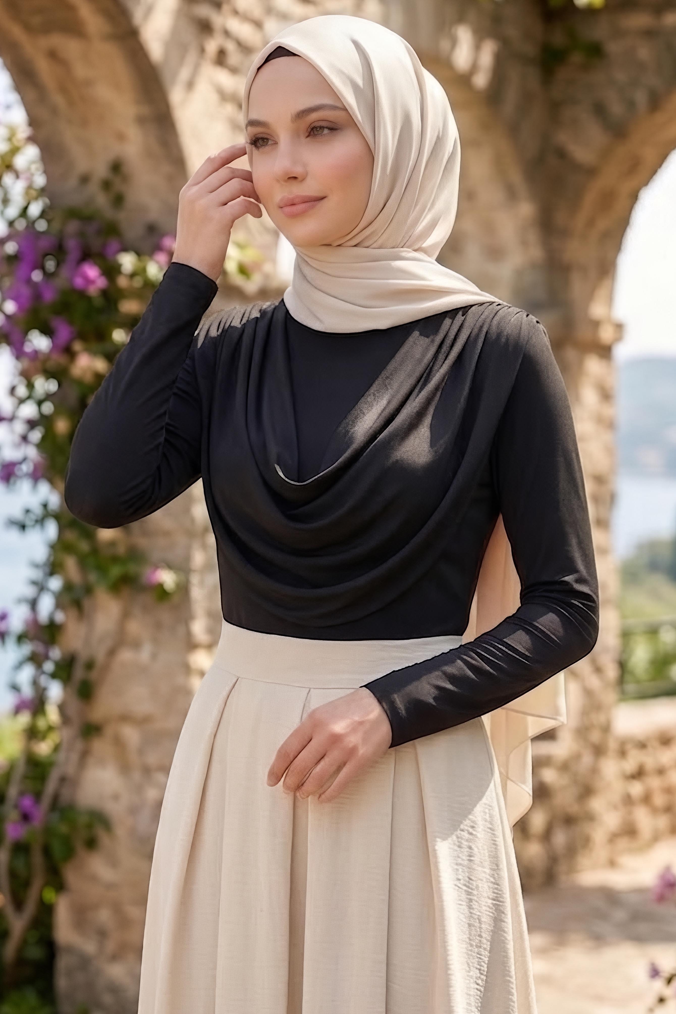 Degaje Yakalı Sendy Bluz Siyah - 28901-SIYAH - 1
