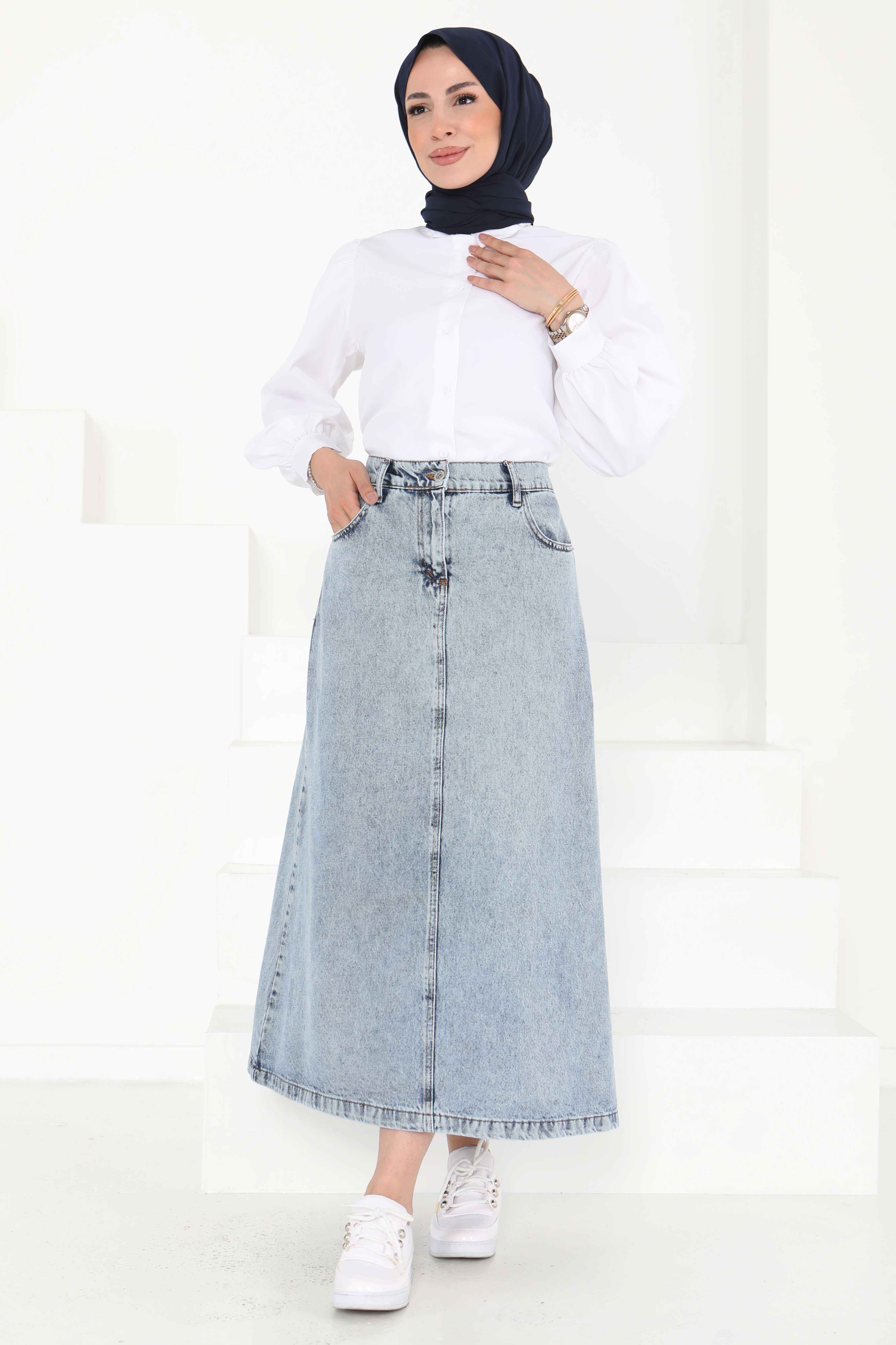 Denim Etek Buz Mavisi - 27162 - 1