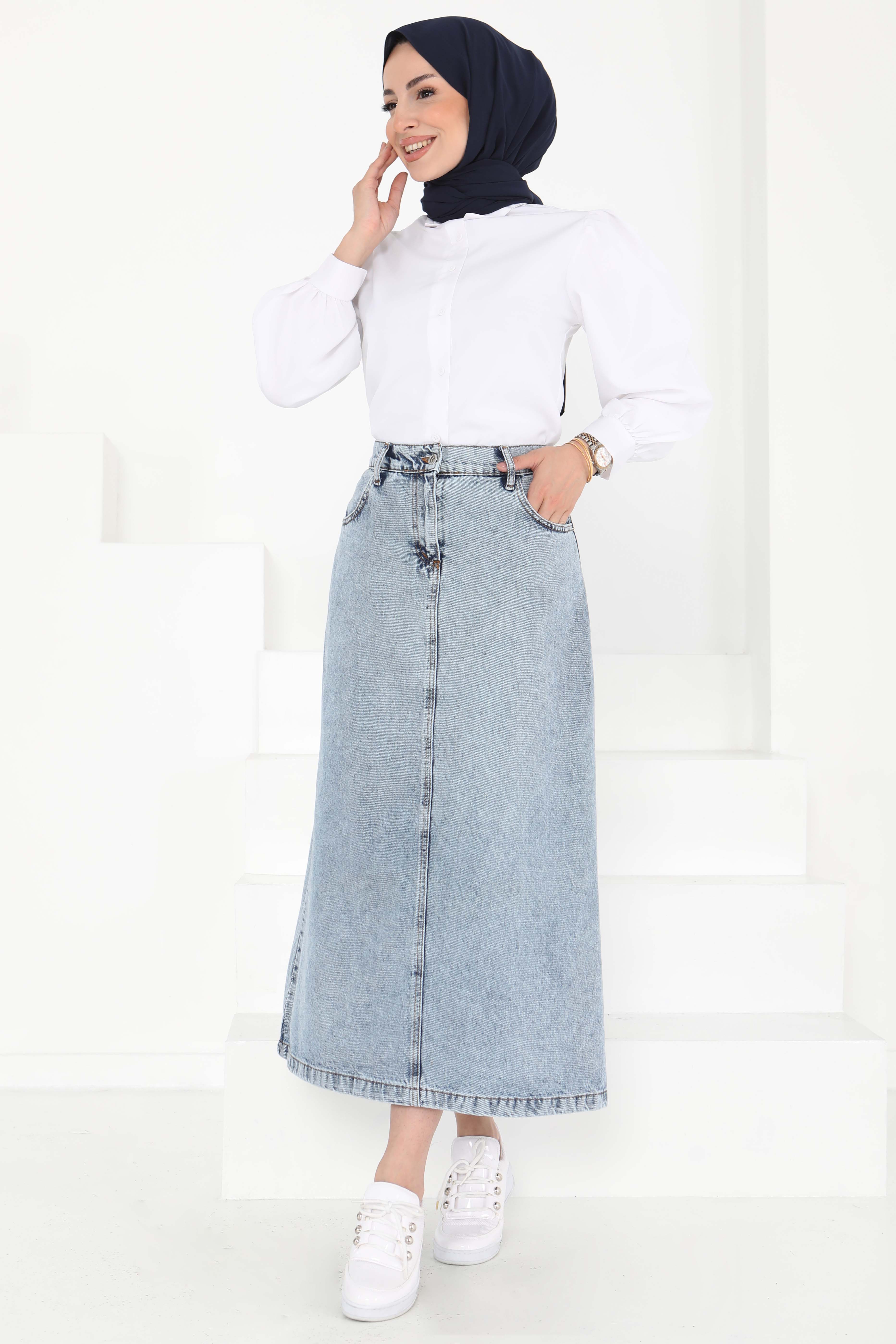 Denim Etek Buz Mavisi - 27162 - 4