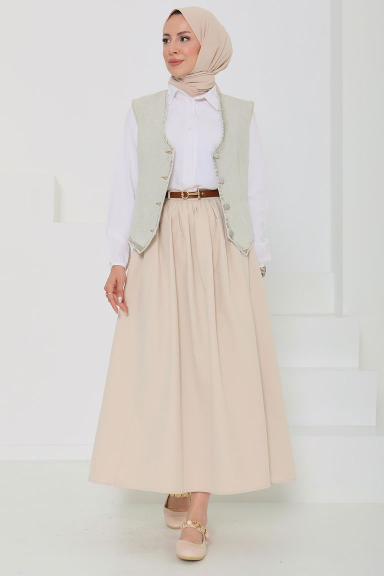 Denim Kısa Yelek - 27099 - TOFİSA