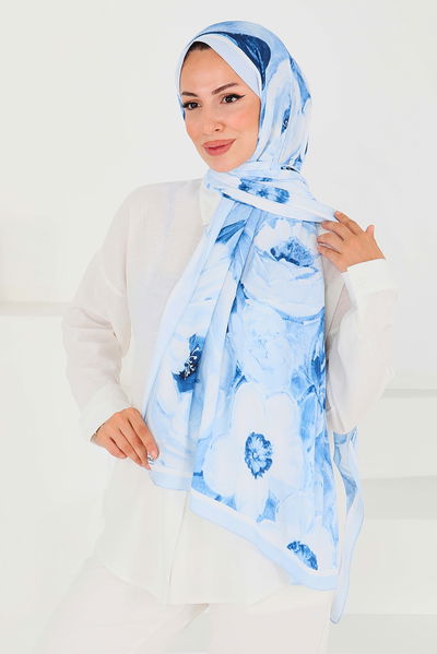 Desenli Bambu Kare Şal - 27523 
