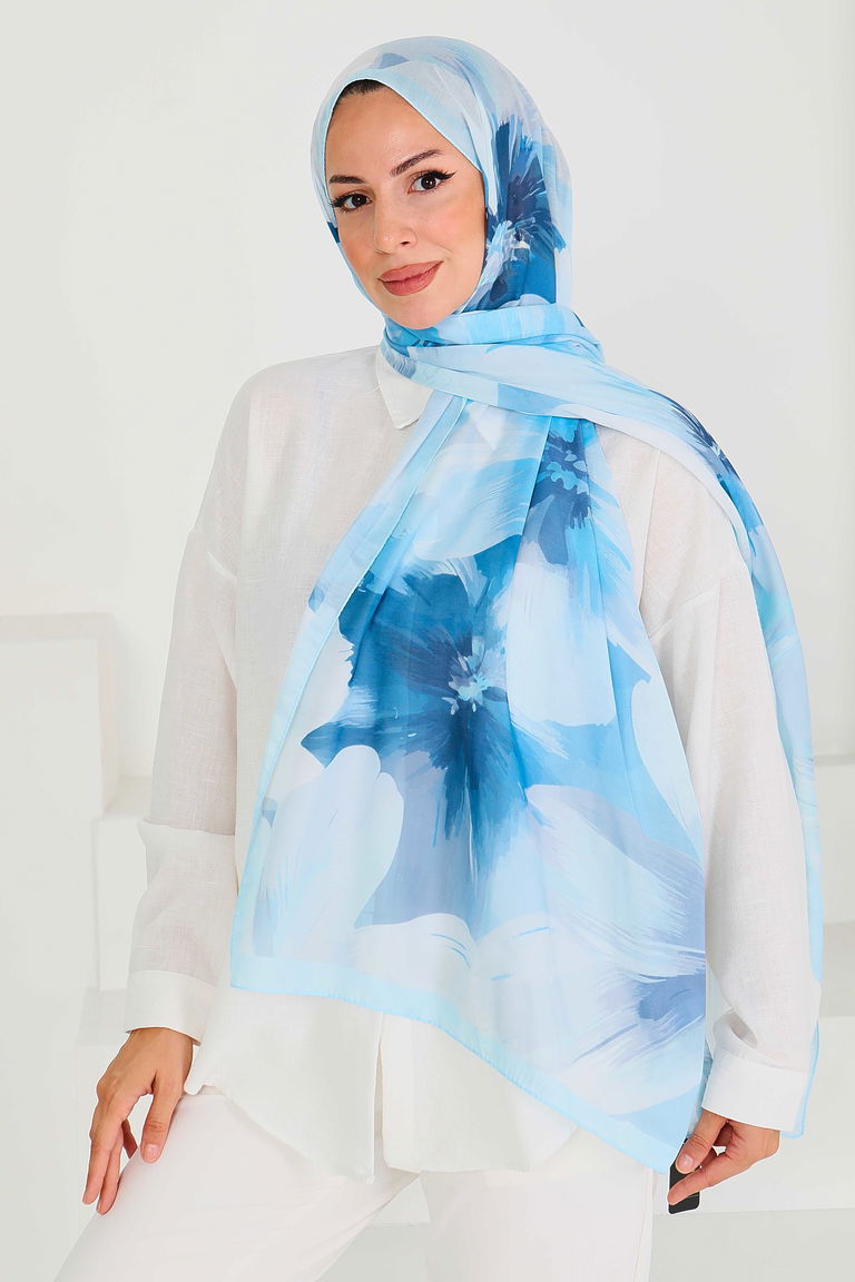 Desenli Bambu Kare Şal - 27524 - TOFİSA