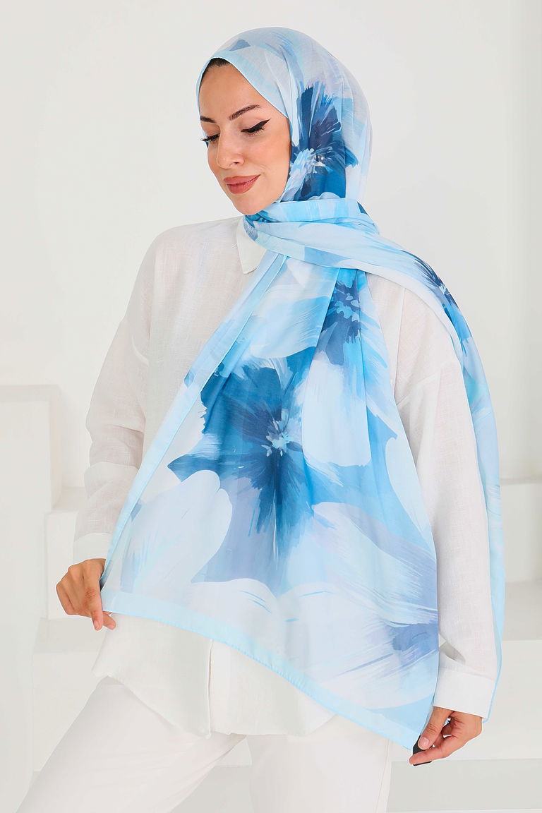 Desenli Bambu Kare Şal - 27524 - TOFİSA