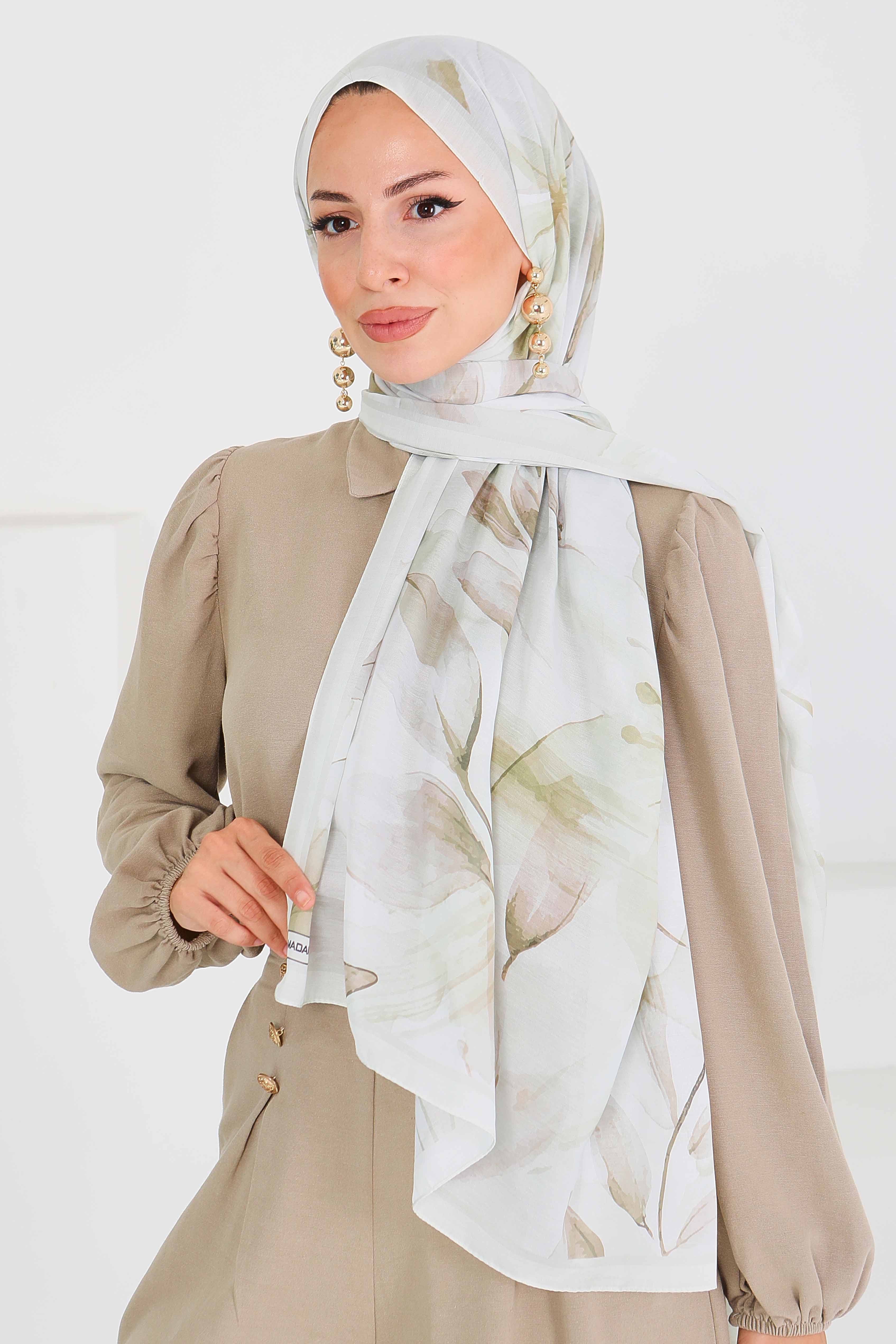 Desenli Bambu Kare Şal - 27525 - 1