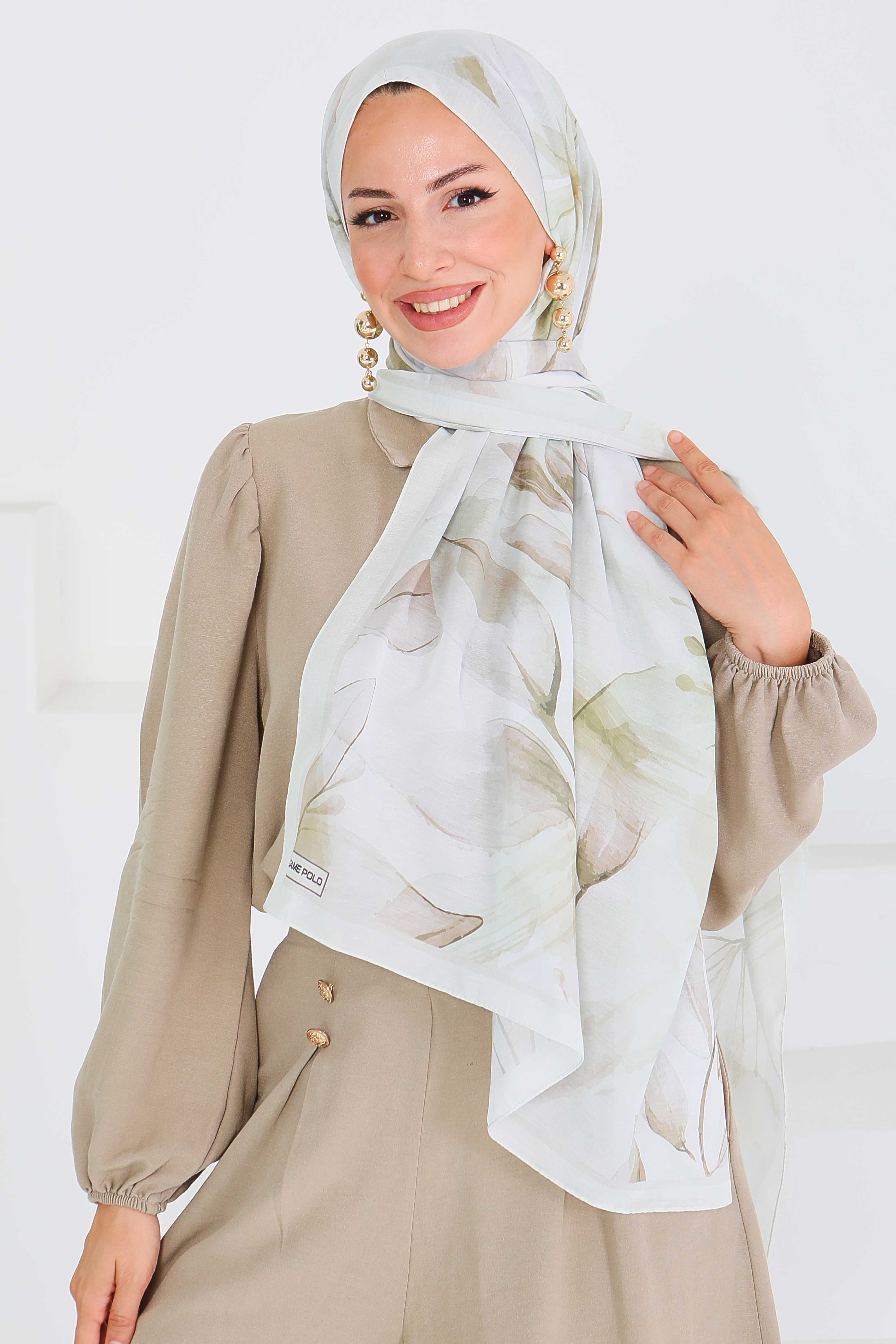 Desenli Bambu Kare Şal - 27525 - 3