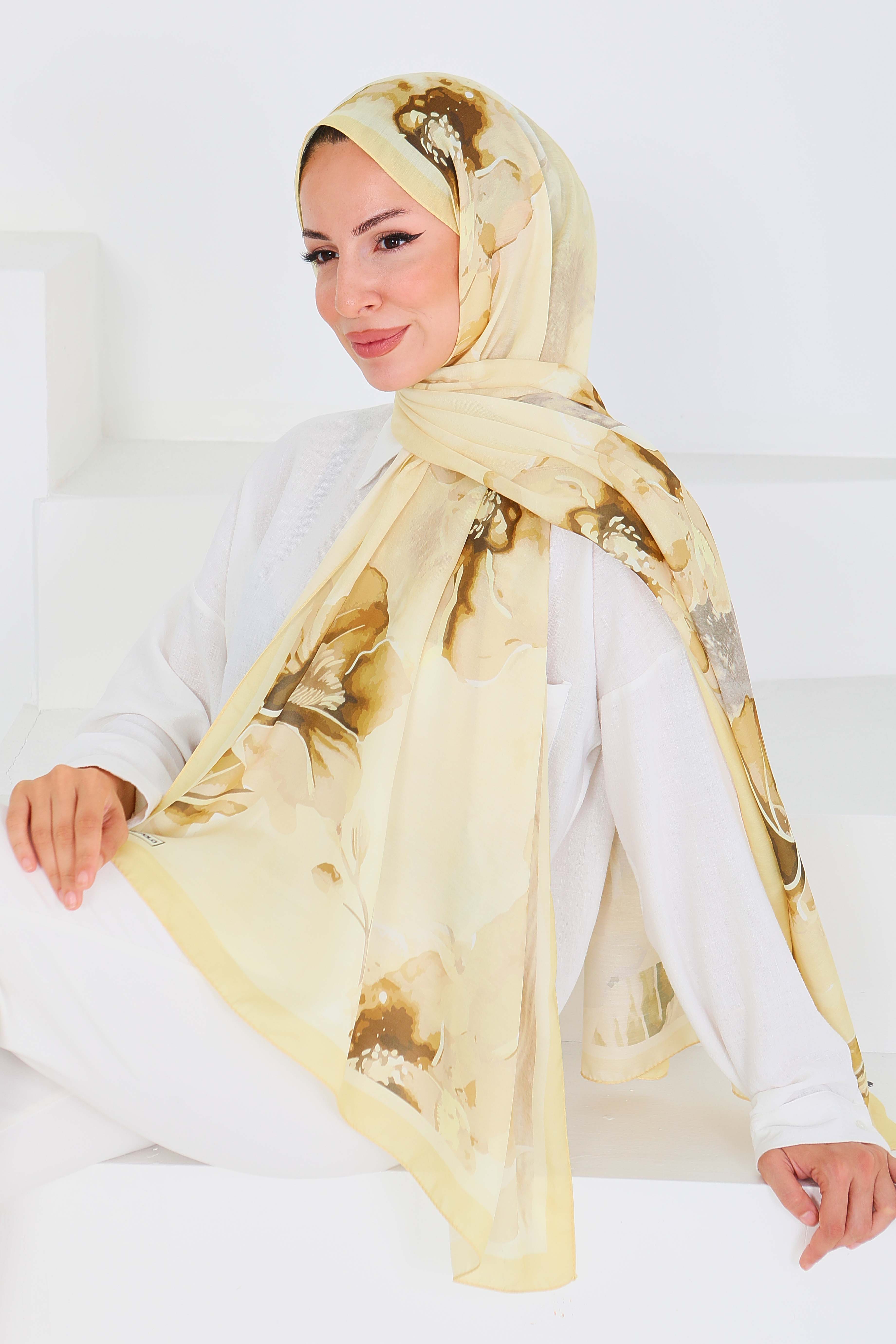 Desenli Bambu Kare Şal - 27526 - 4