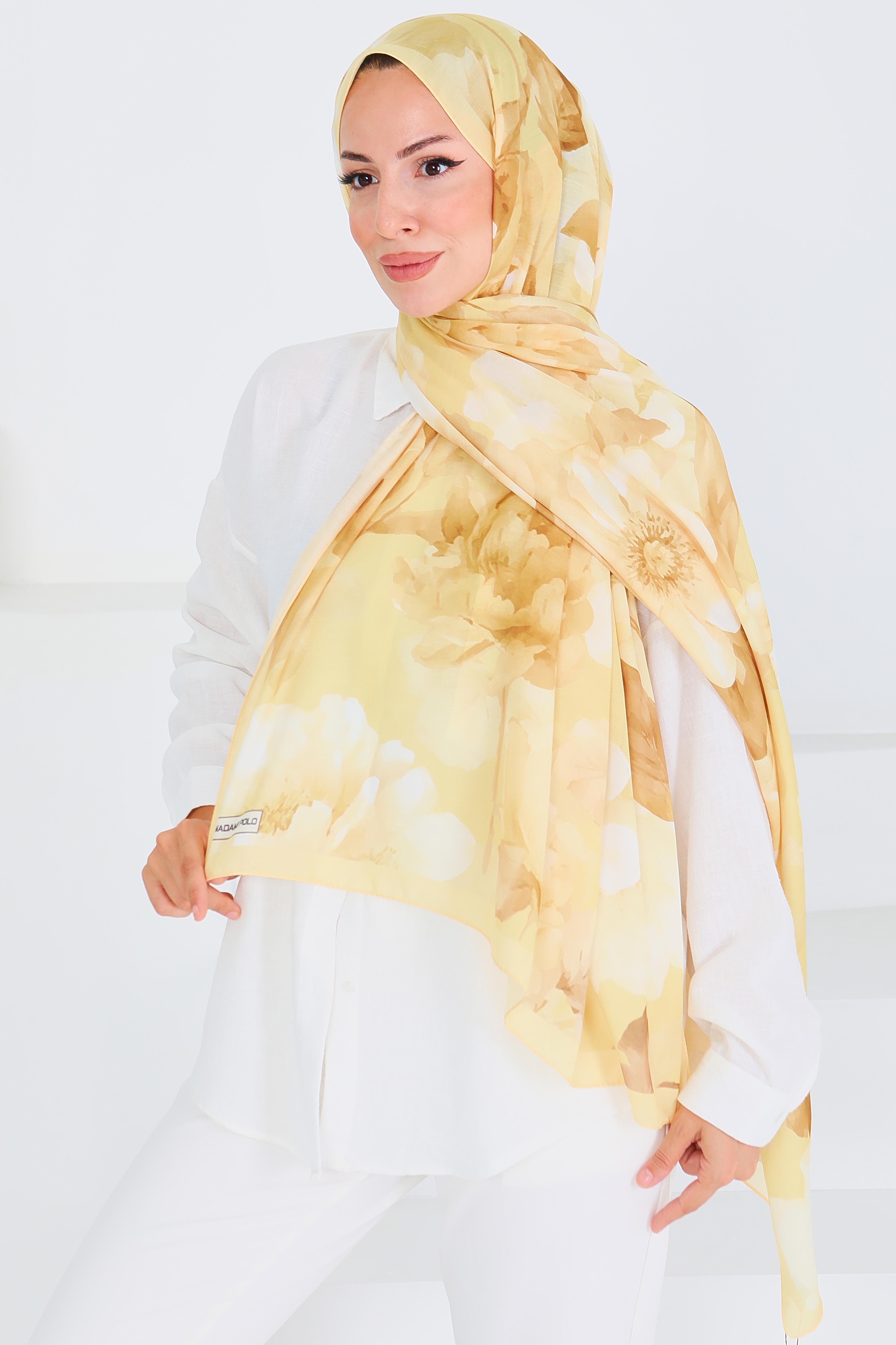 Desenli Bambu Kare Şal - 27530 - 1