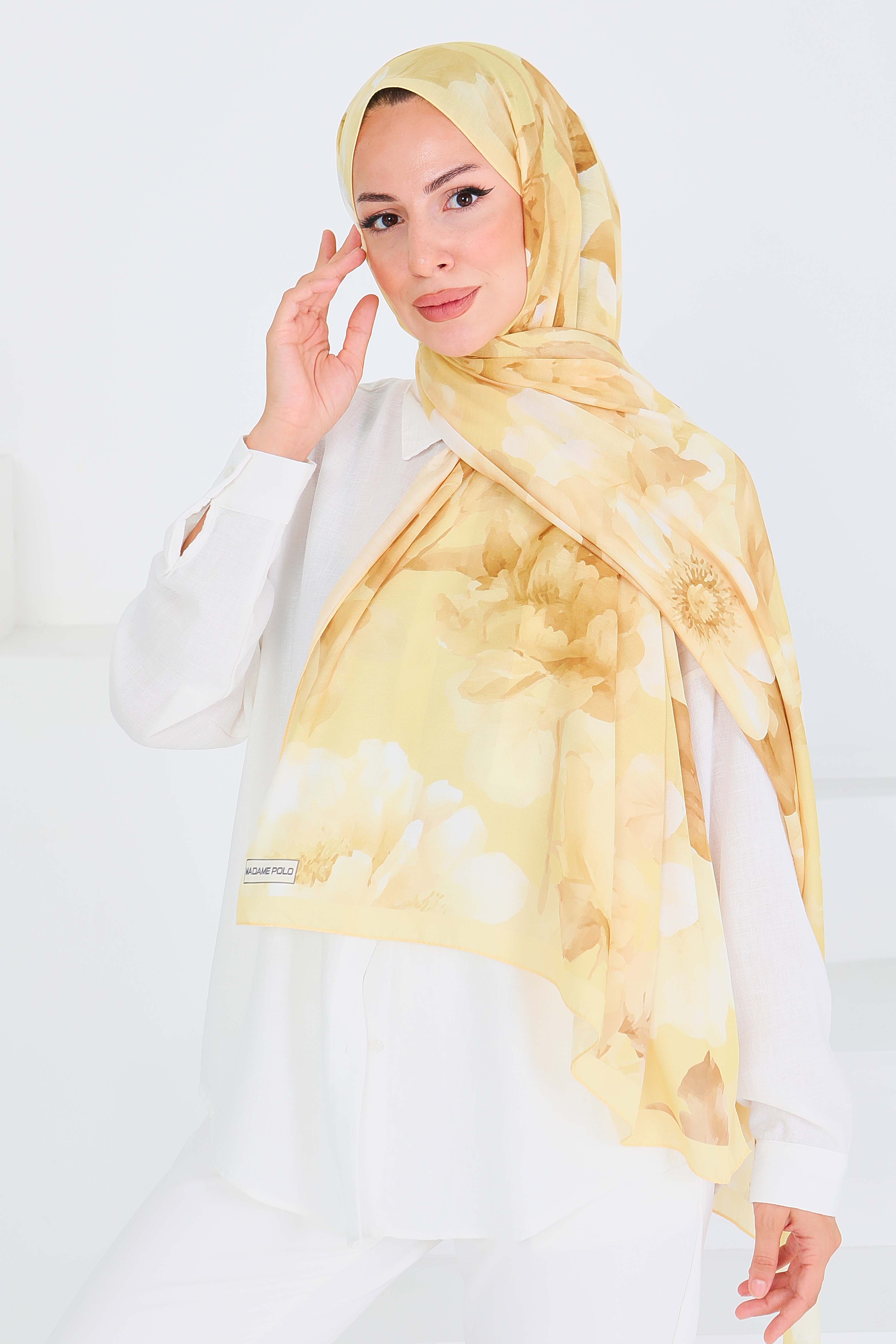 Desenli Bambu Kare Şal - 27530 - 3