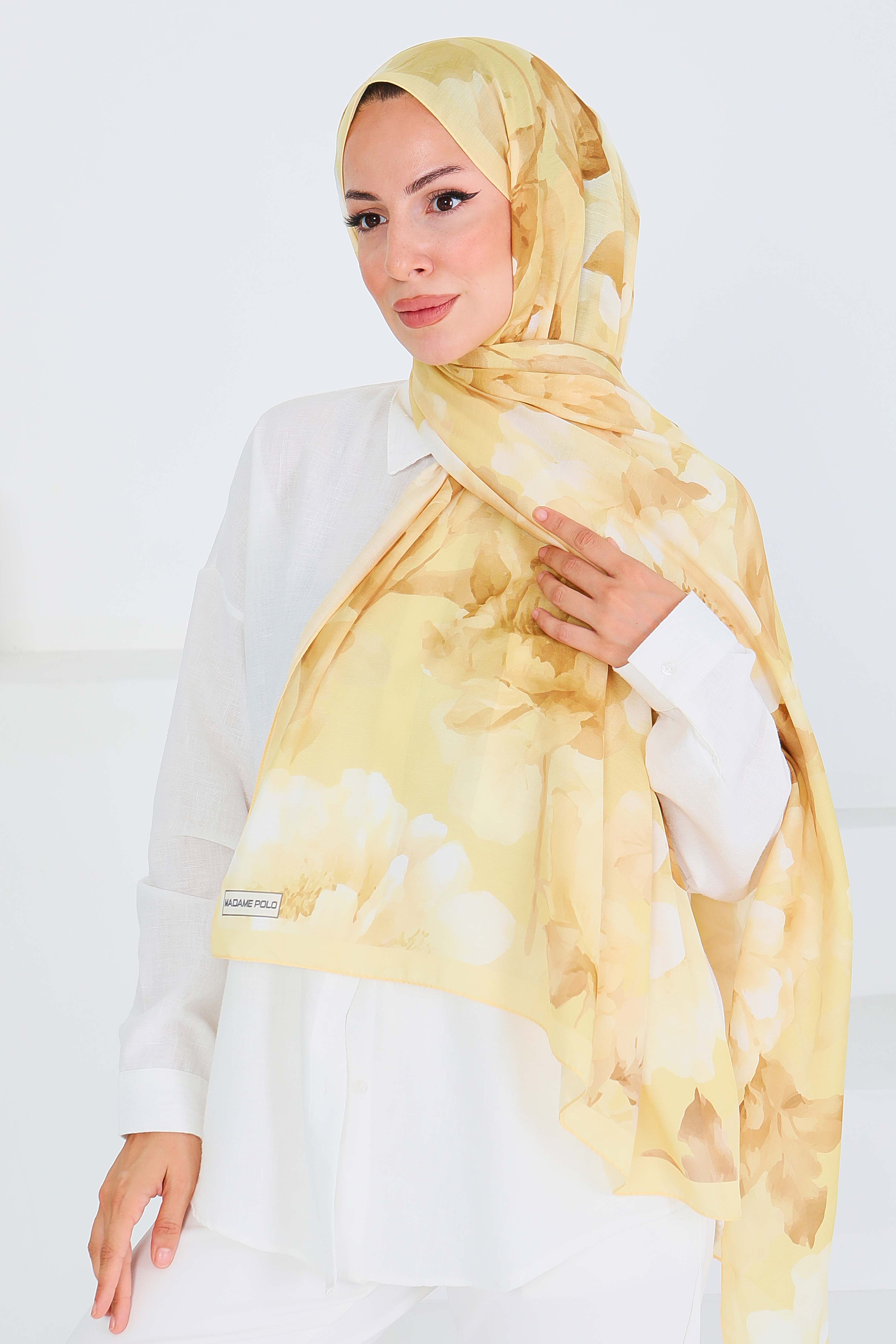 Desenli Bambu Kare Şal - 27530 - 4