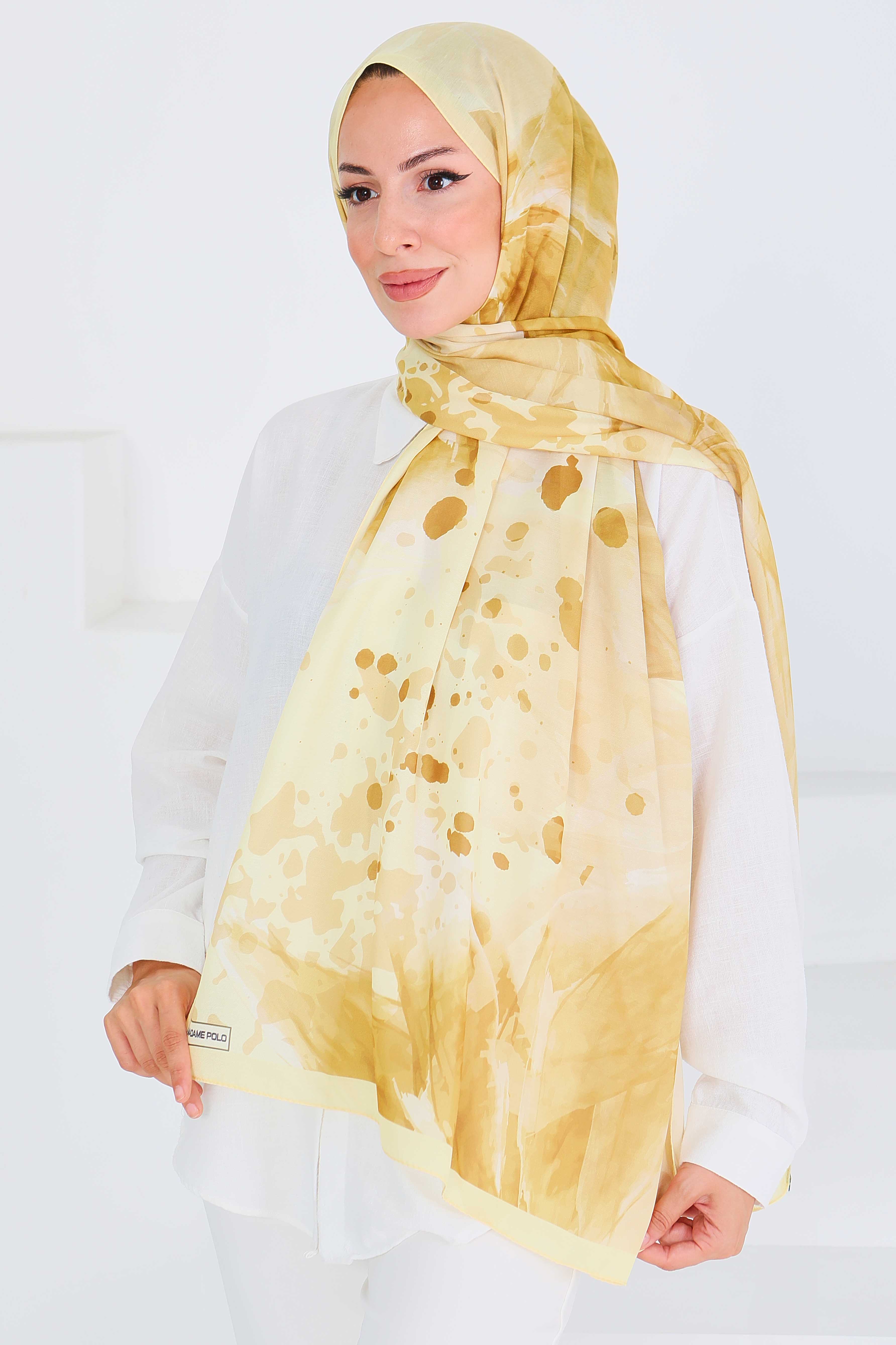 Desenli Bambu Kare Şal - 27531 - 3