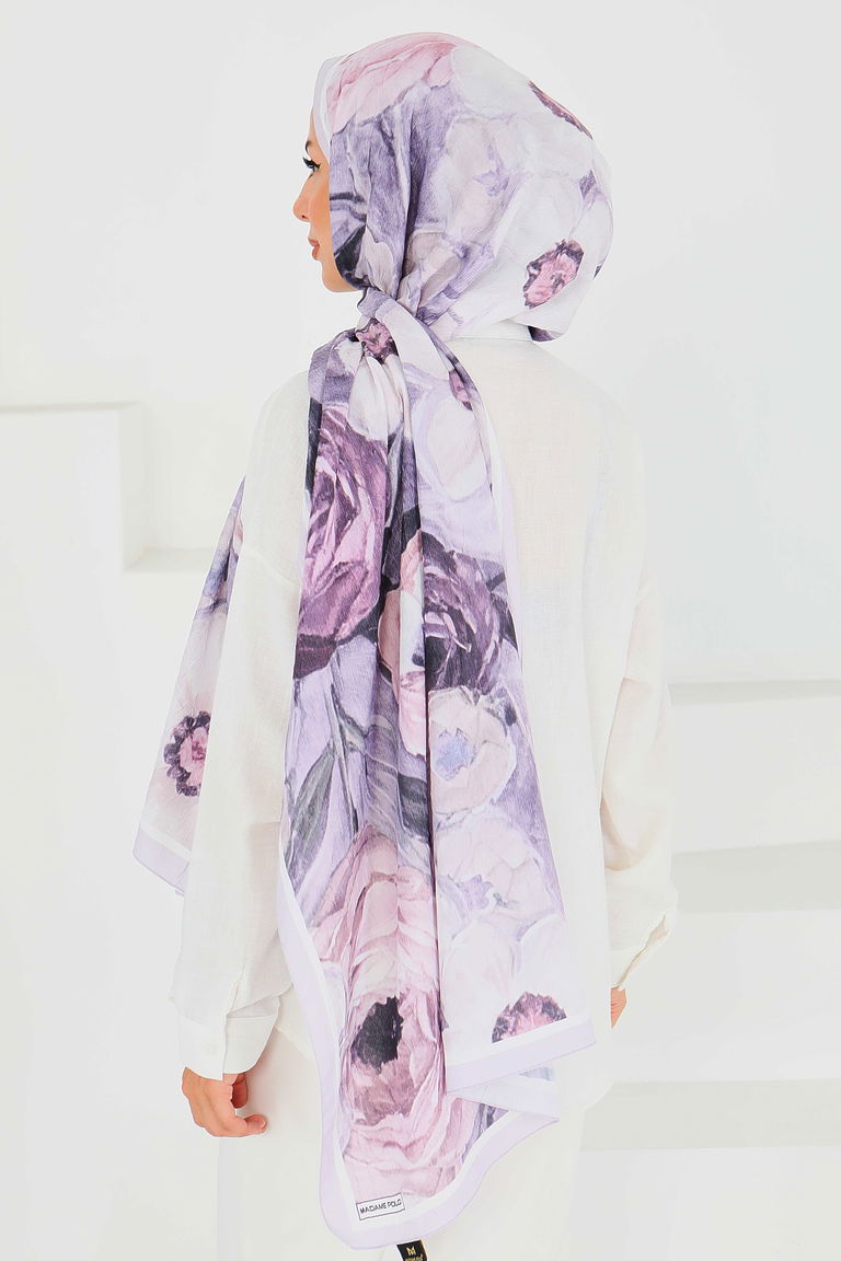 Desenli Bambu Kare Şal - 27523 - TOFİSA