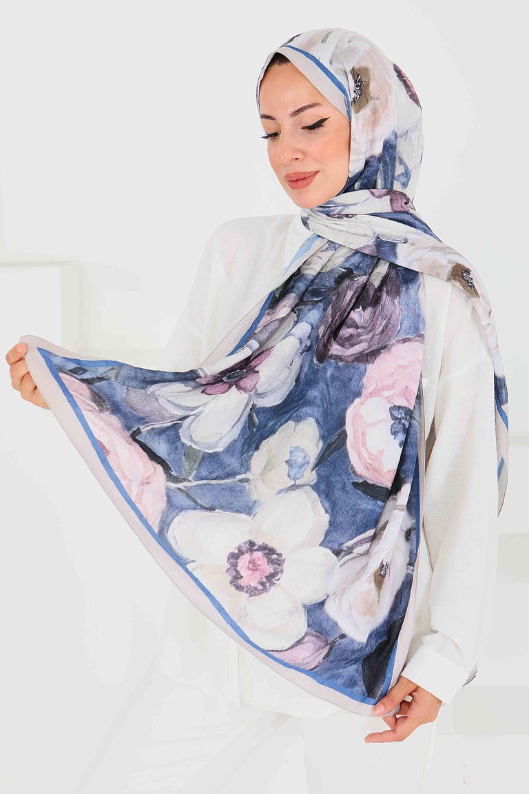 Desenli Bambu Kare Şal - 27523 - TOFİSA