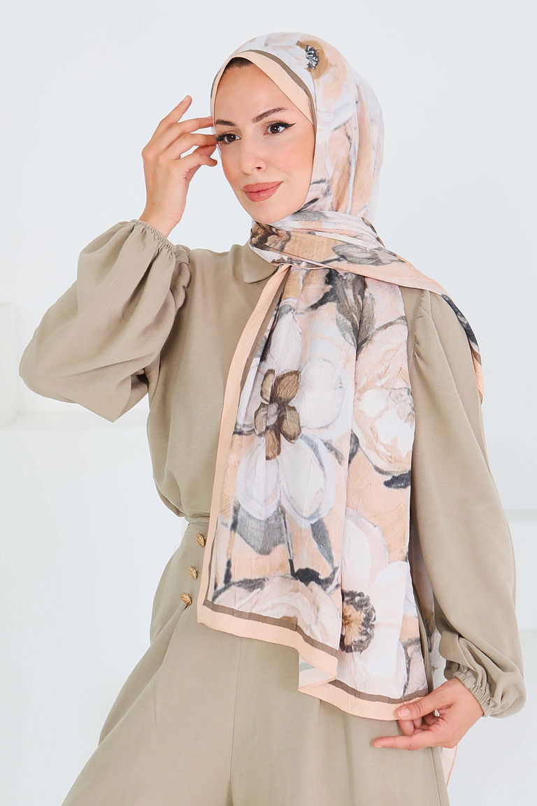 Desenli Bambu Kare Şal - 27523 - TOFİSA