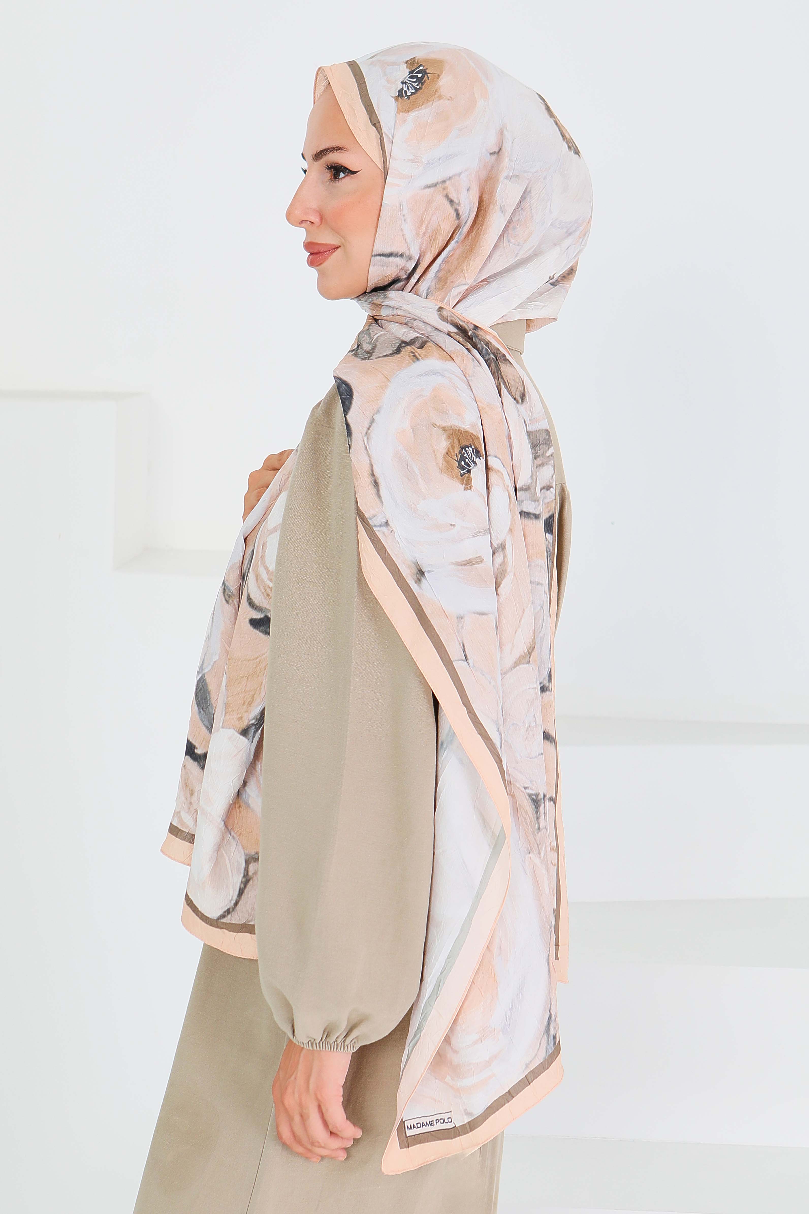 Desenli Bambu Kare Şal - 27523 - 5